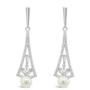 Absolute Silver & Pearl Long Drop Earrings