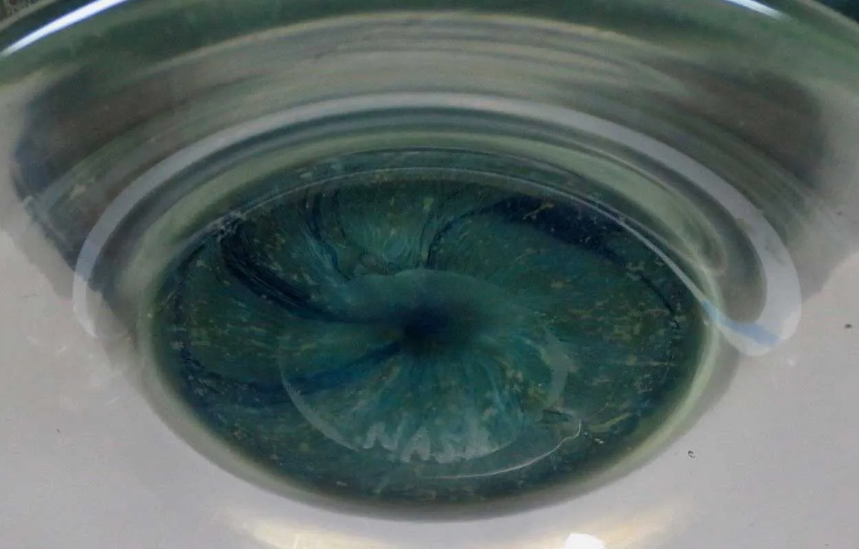 American Nash Iridescent Teal Chintz Decorated Glass Vase