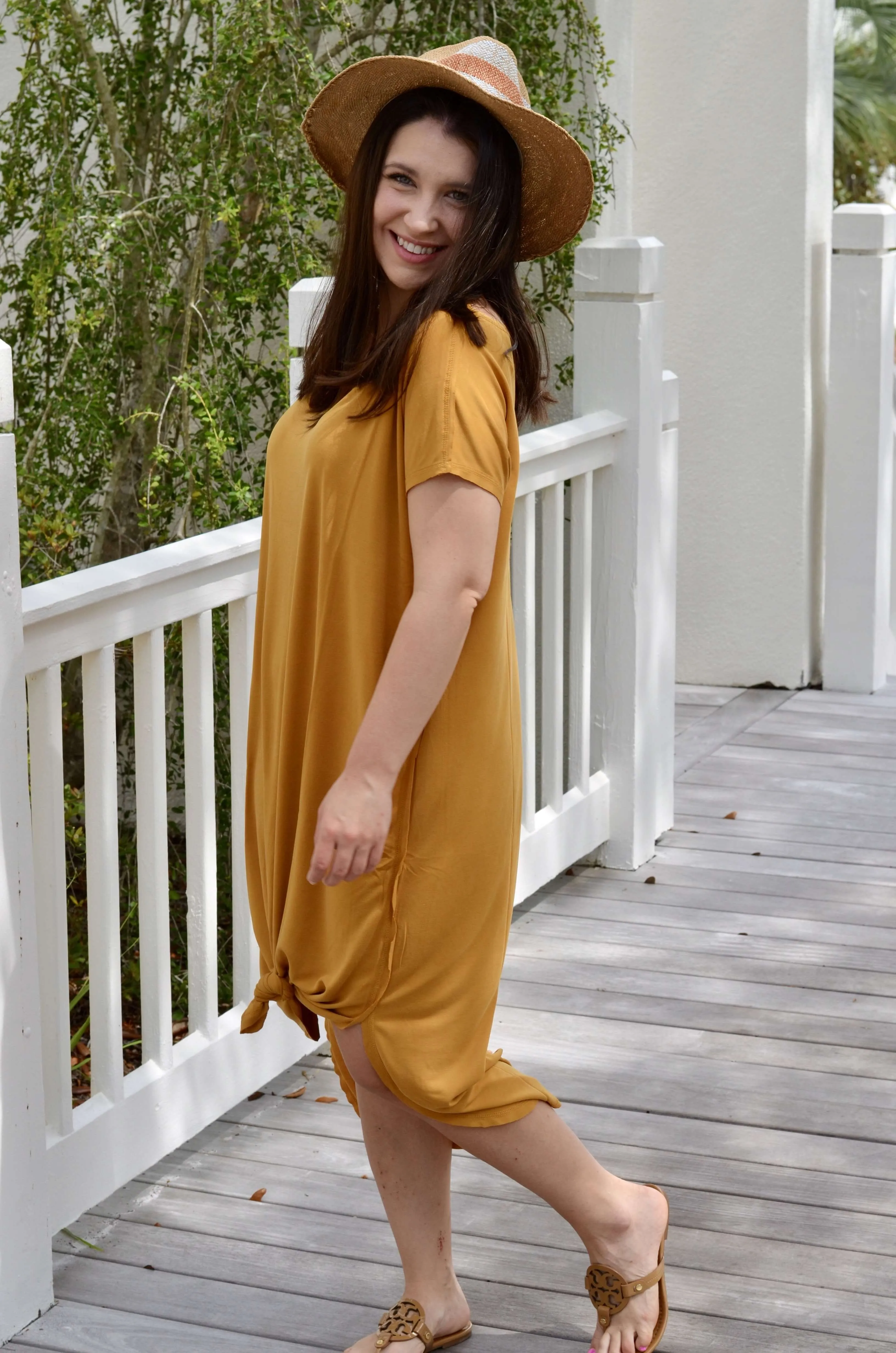 Andrea Short sleeve Maxi Dress-Mustard