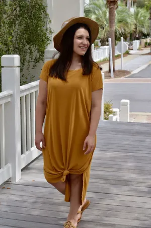 Andrea Short sleeve Maxi Dress-Mustard