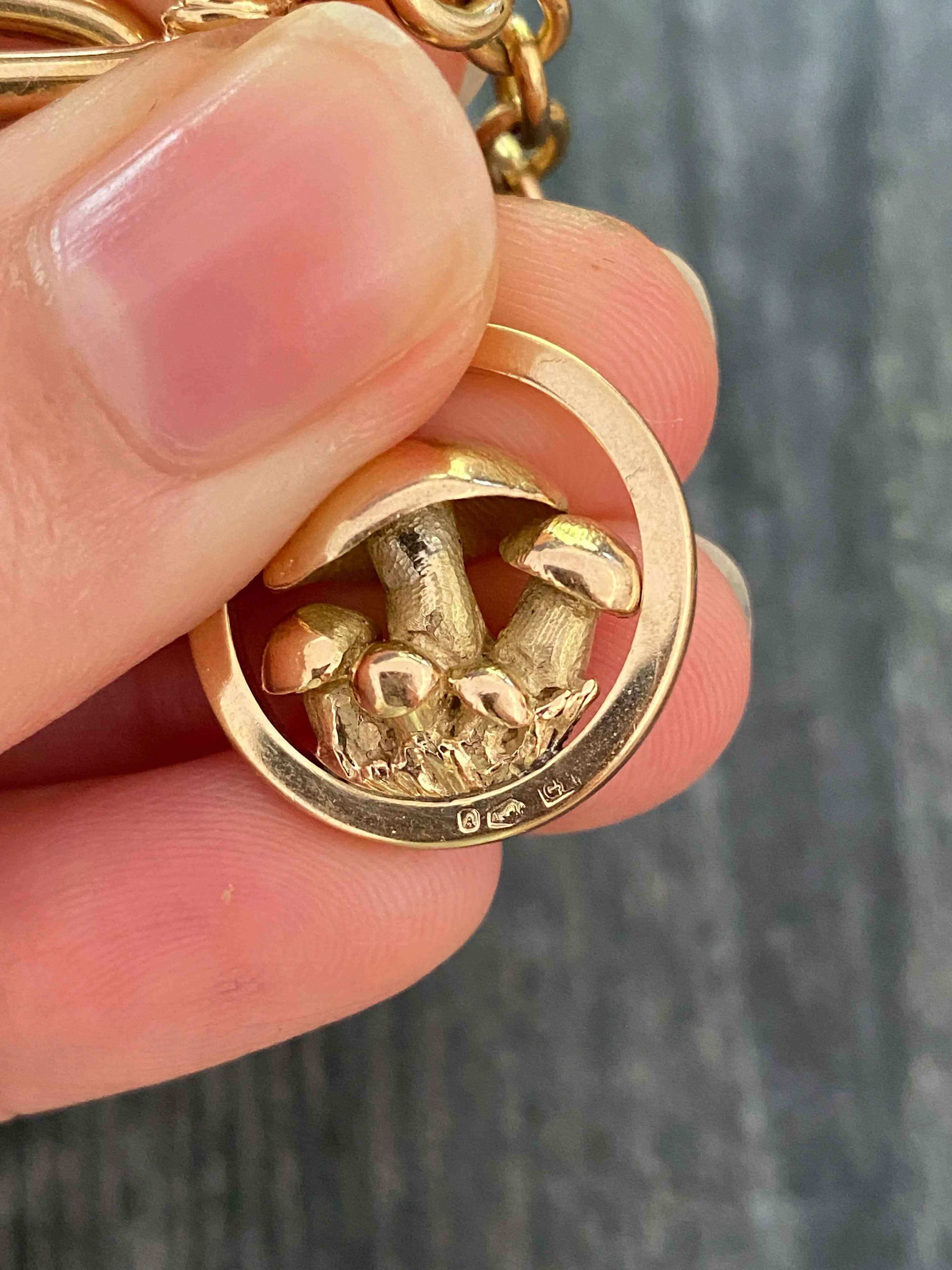 Antique 14K Gold Mushroom Fob and Pendant, 30.5 Grams