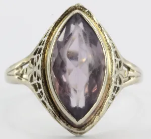 Antique Art Deco 14K White Gold 3.25 Carat Amethyst Ring
