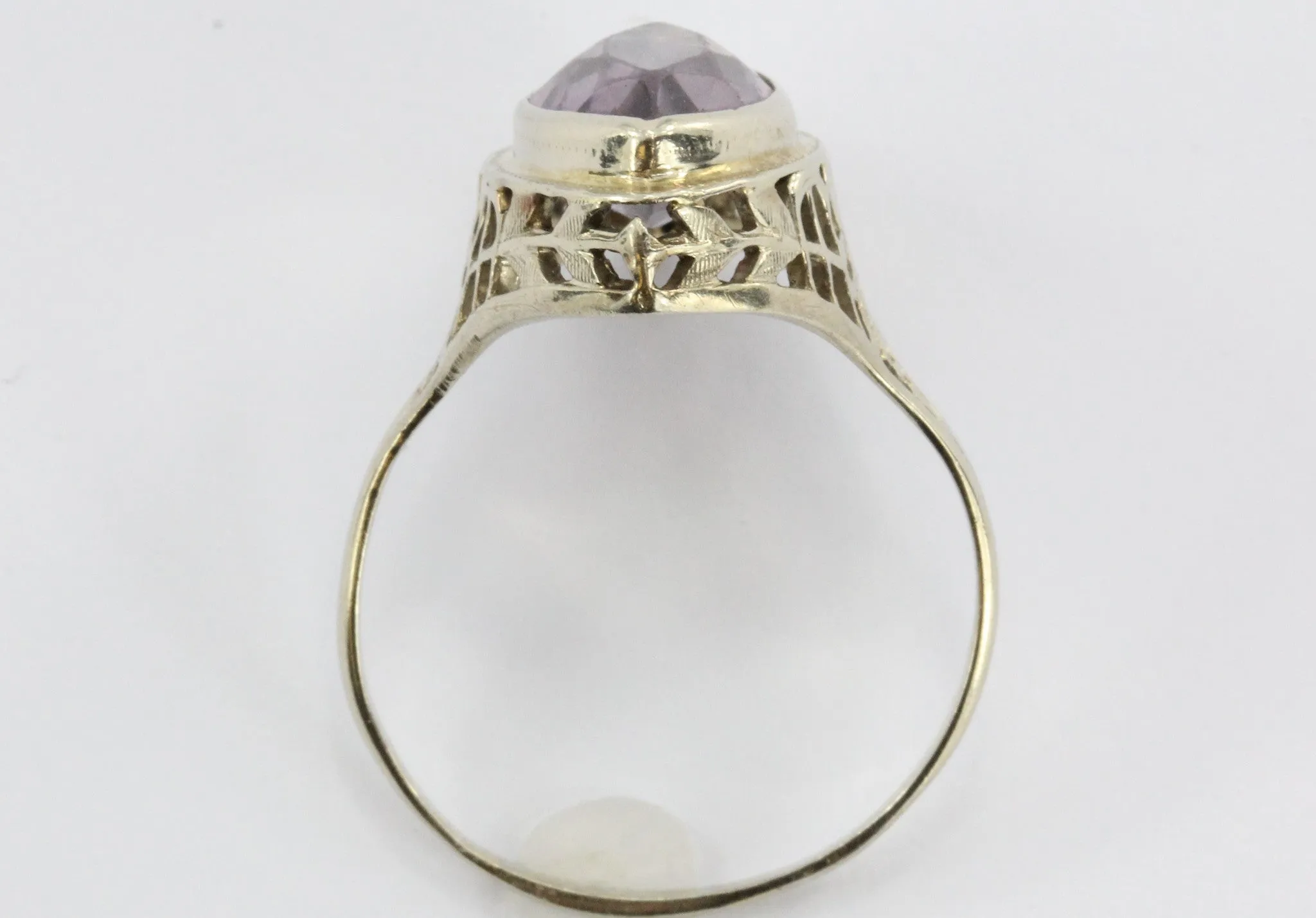 Antique Art Deco 14K White Gold 3.25 Carat Amethyst Ring