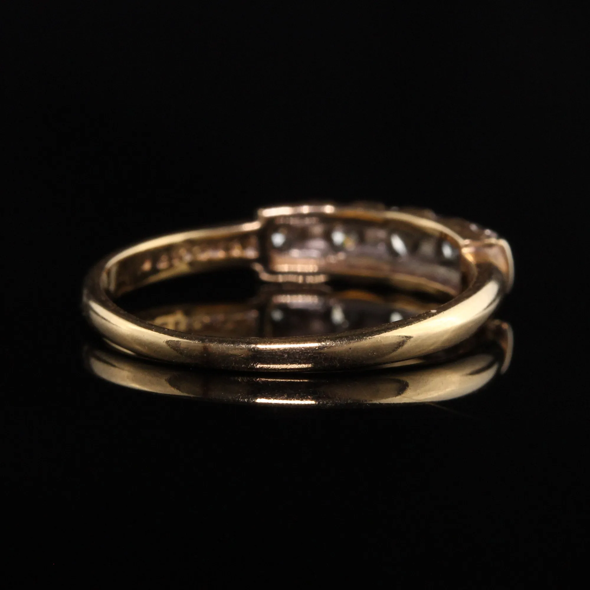 Antique Art Deco 14K Yellow Gold Five Stone Single Cut Diamond Wedding Band