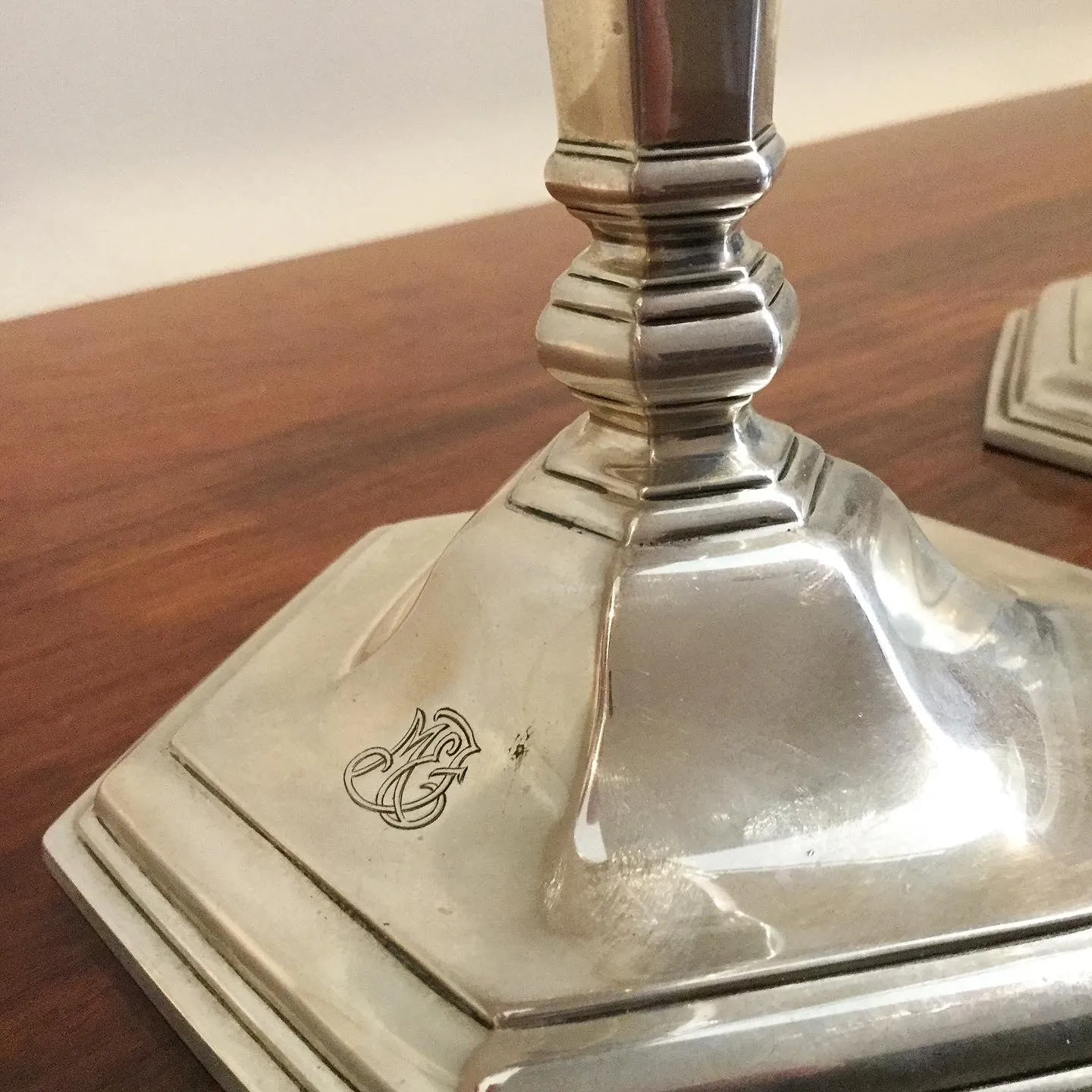Antique Art Deco Pair of Tiffany & Co. Sterling Silver Candlesticks