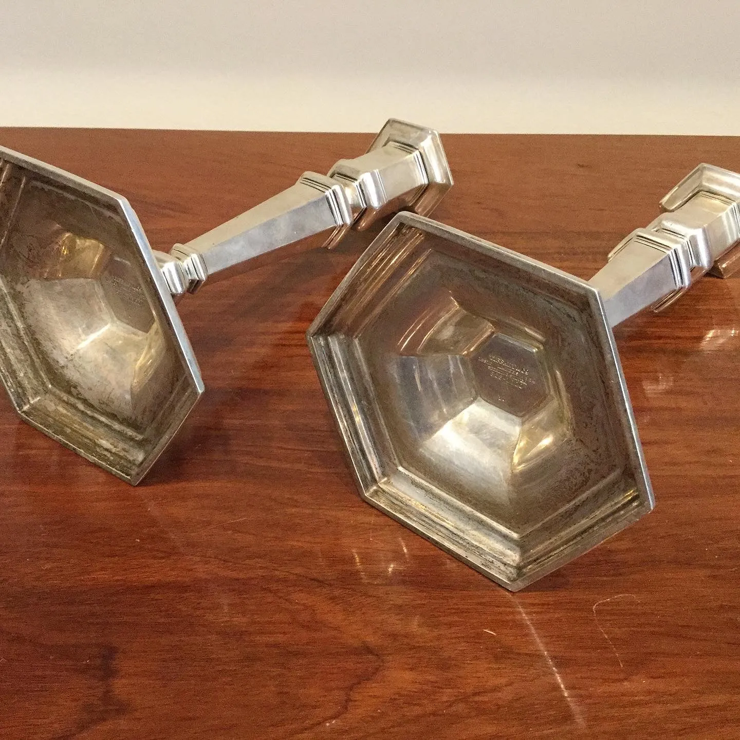 Antique Art Deco Pair of Tiffany & Co. Sterling Silver Candlesticks
