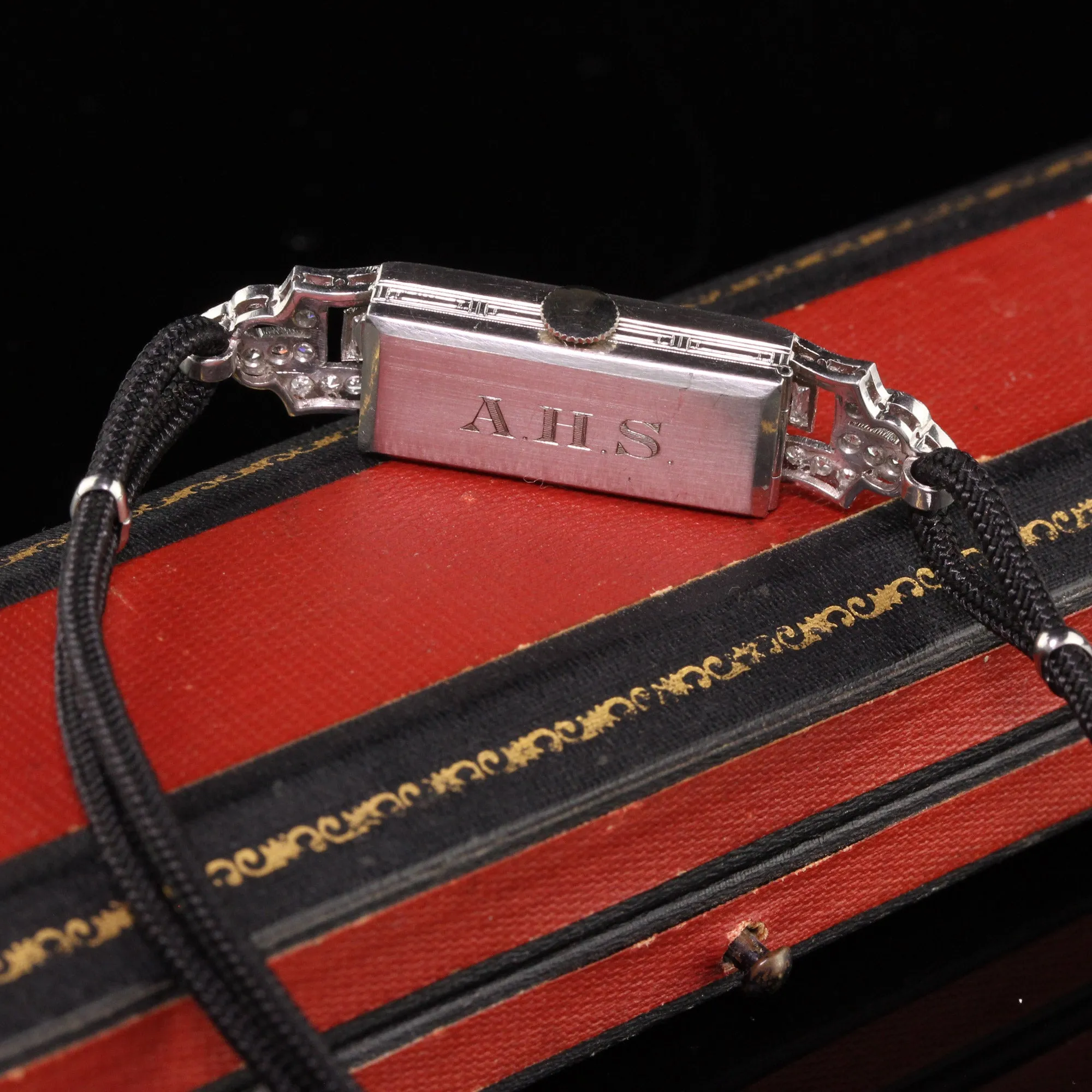 Antique Art Deco Platinum Paul Vallette Diamond Baguette Evening Watch