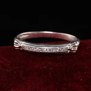 Antique Art Deco Platinum Single Cut Diamond Wedding Band - Size 6