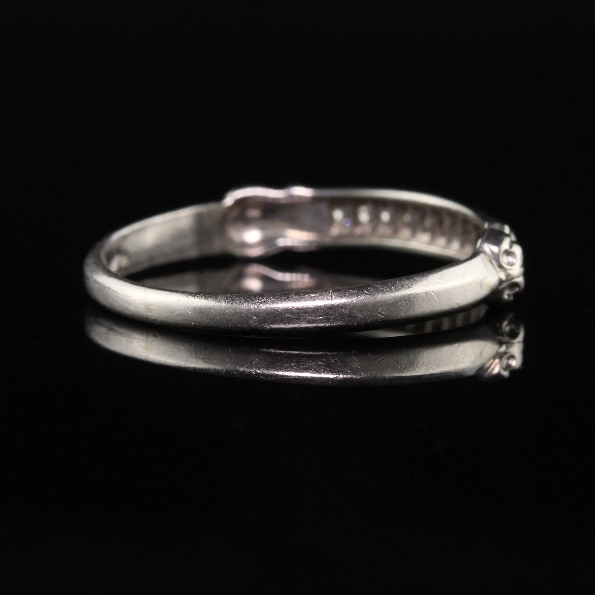 Antique Art Deco Platinum Single Cut Diamond Wedding Band - Size 6