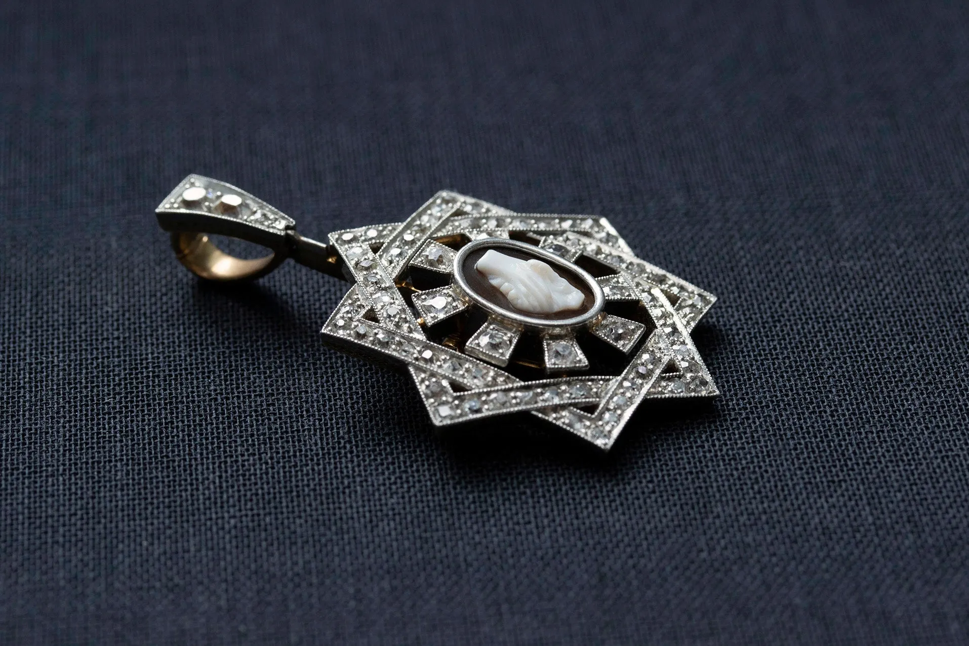 Antique Diamond Fede Cameo Pendant