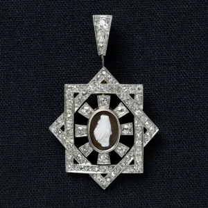 Antique Diamond Fede Cameo Pendant