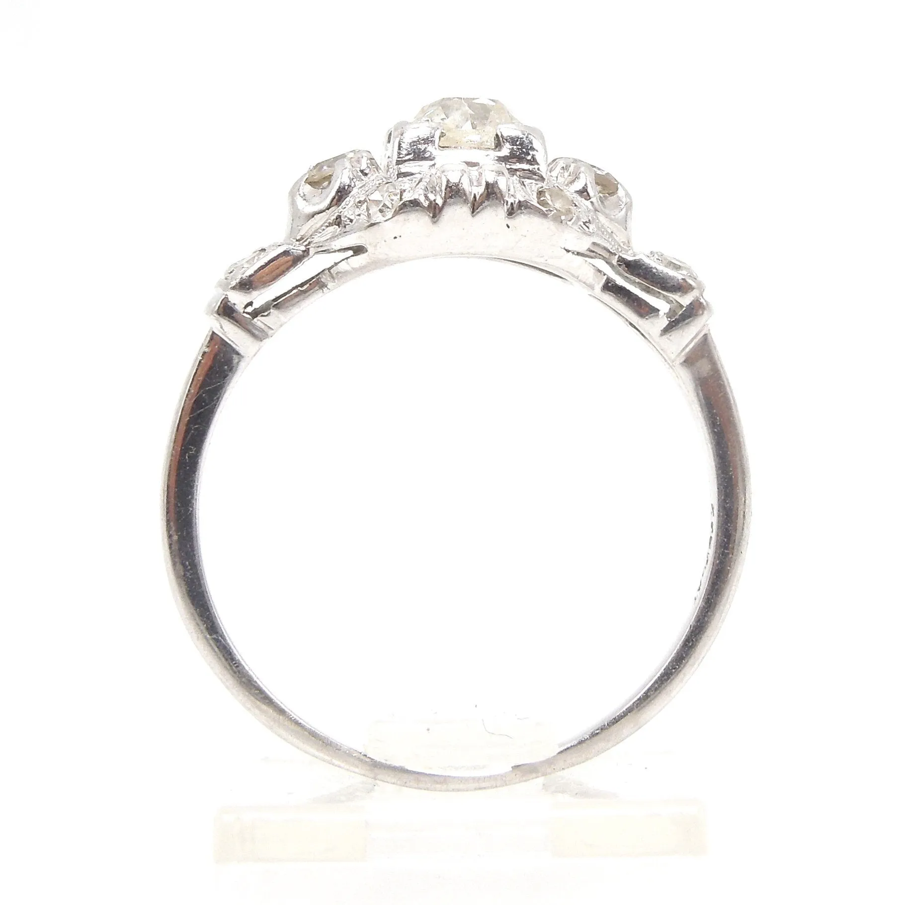 Antique Platinum and Third of a Carat European Cut Diamond Engagement Ring