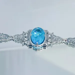 Aquamarine Bracelet, Mirror design, Victorian style Jewelry #B9