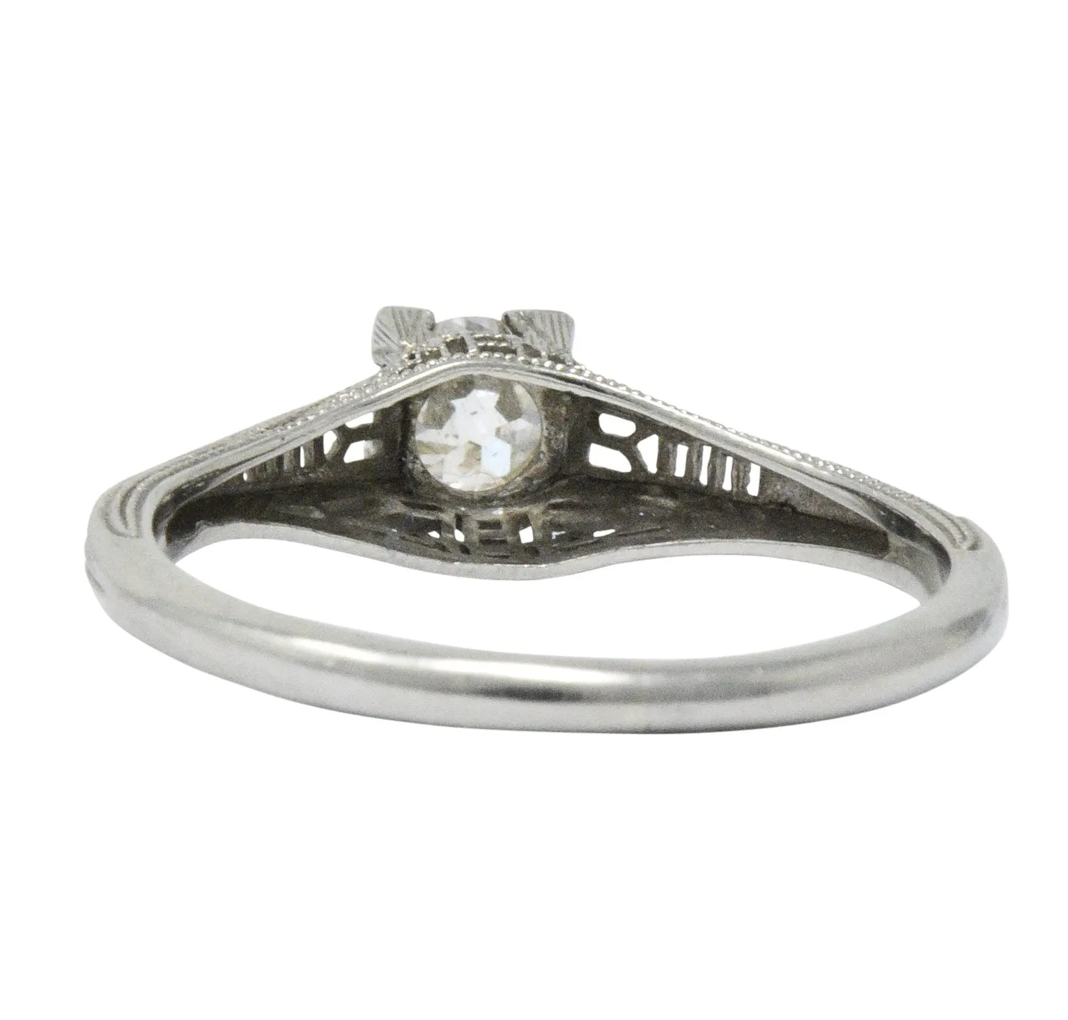 Art Deco 0.27 CTW Diamond 18 Karat White Gold Engagement Ring