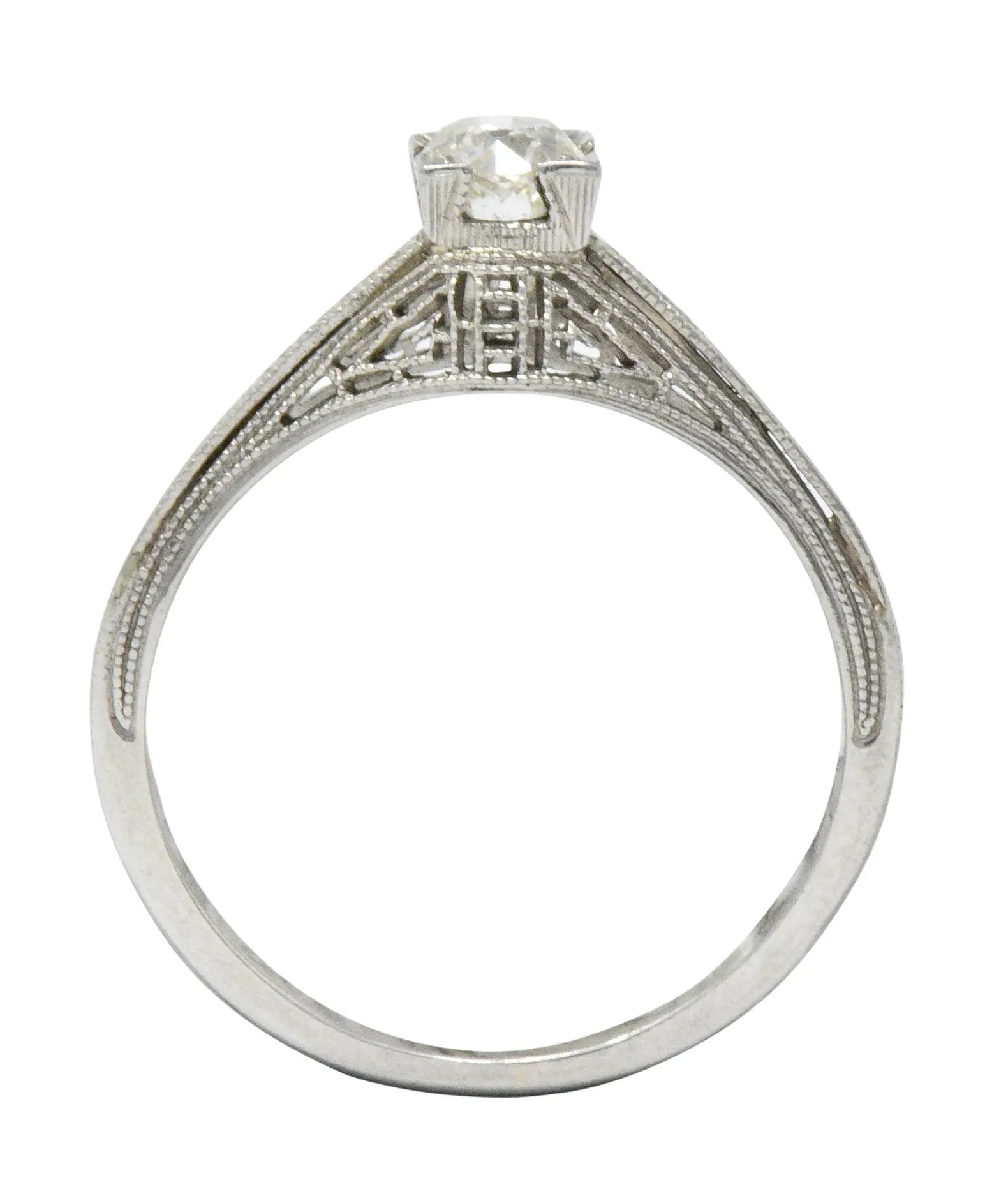Art Deco 0.27 CTW Diamond 18 Karat White Gold Engagement Ring