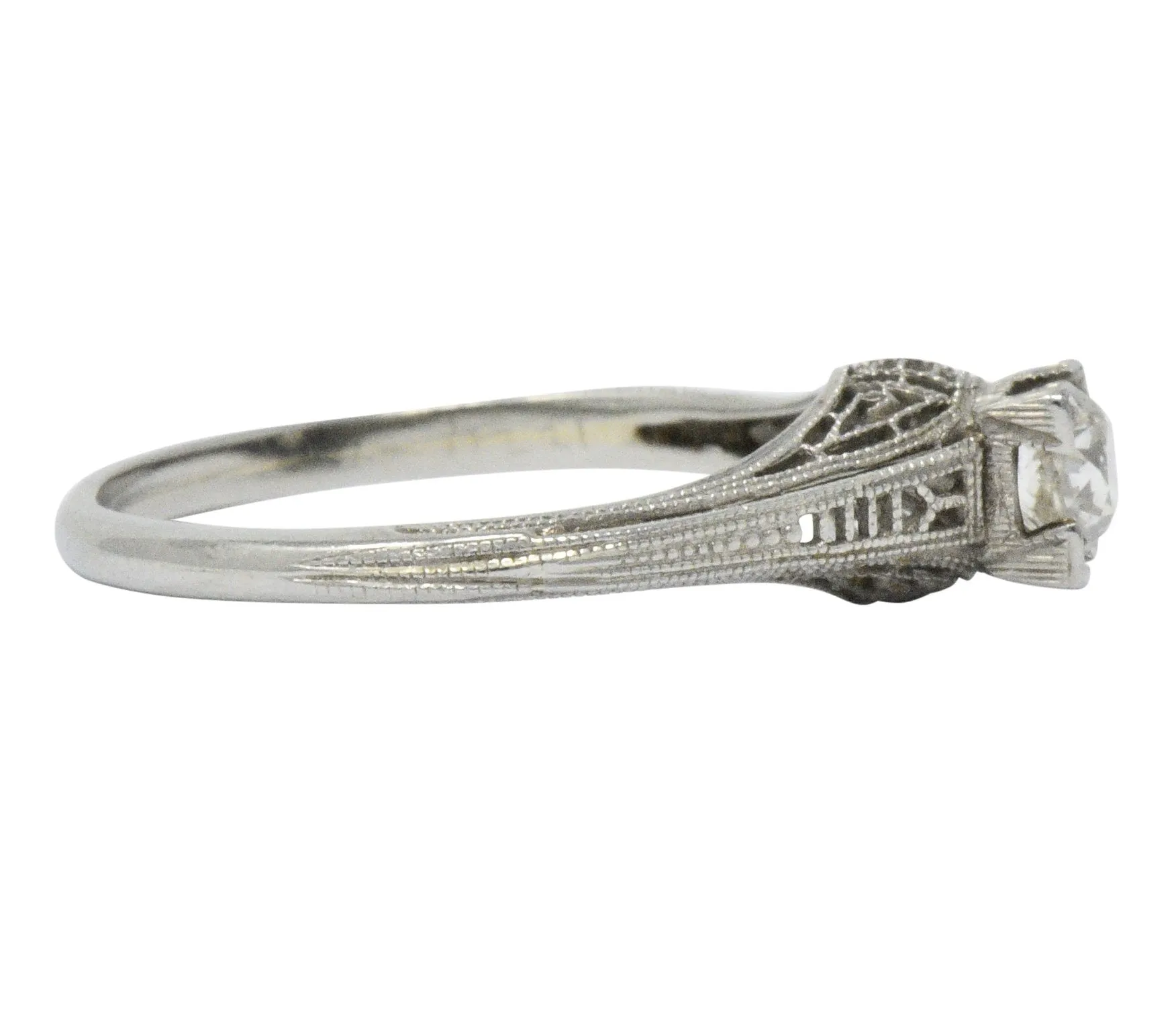 Art Deco 0.27 CTW Diamond 18 Karat White Gold Engagement Ring