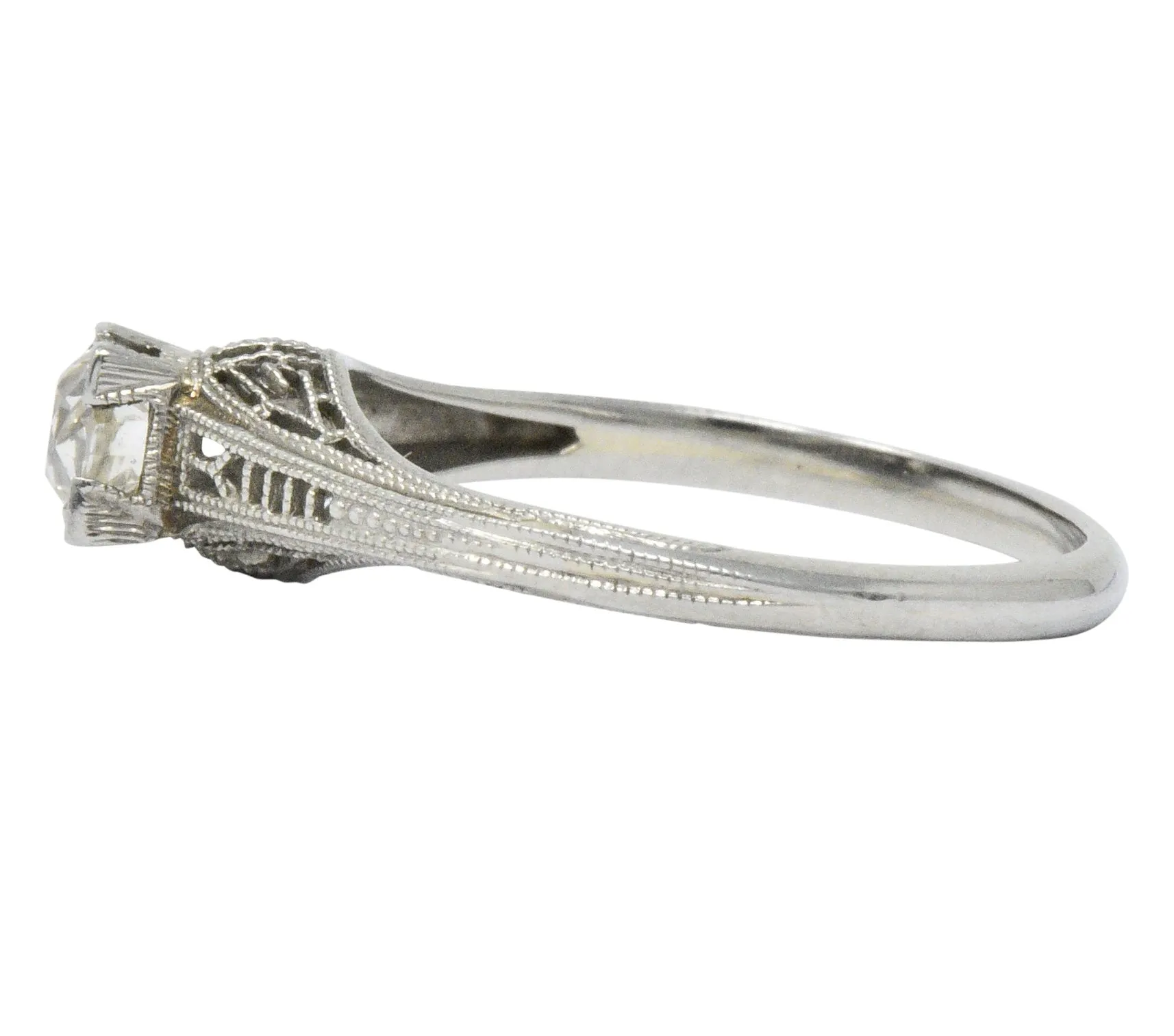 Art Deco 0.27 CTW Diamond 18 Karat White Gold Engagement Ring