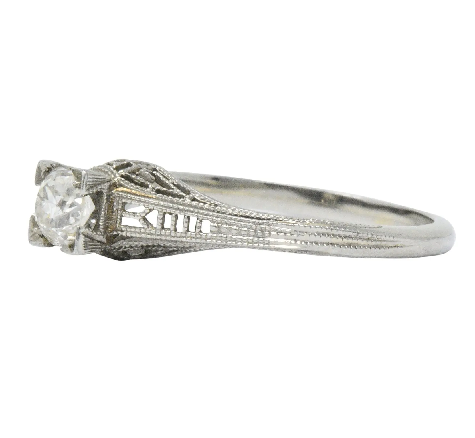 Art Deco 0.27 CTW Diamond 18 Karat White Gold Engagement Ring