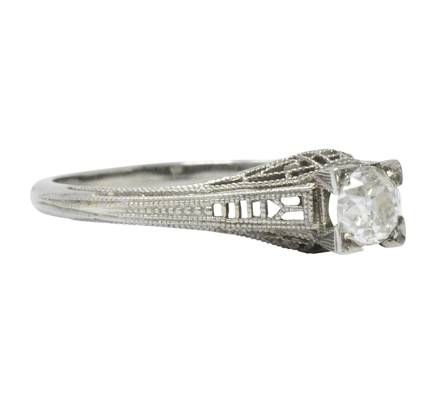 Art Deco 0.27 CTW Diamond 18 Karat White Gold Engagement Ring