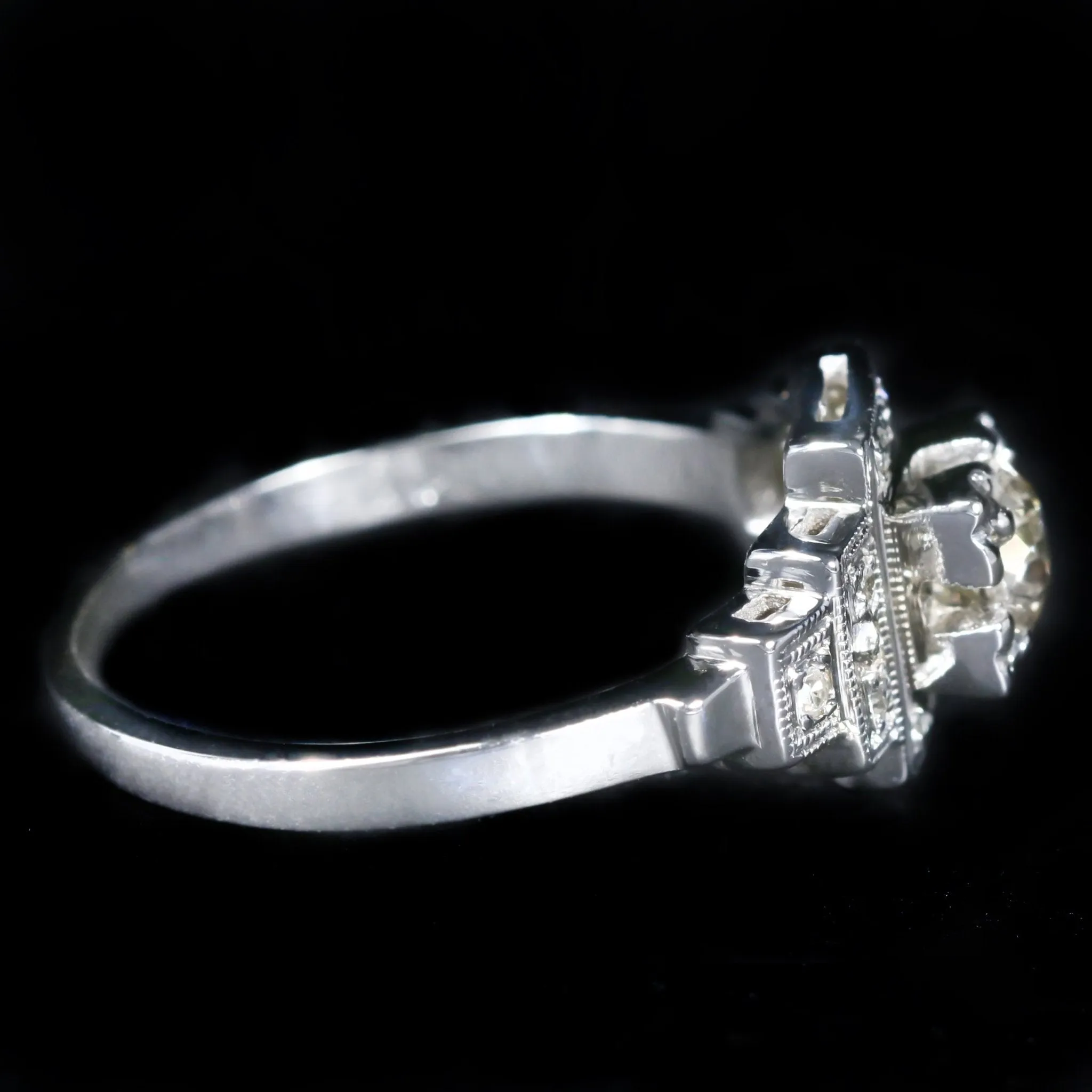 Art Deco 0.32 Carat Old Mine Cut Diamond Engagement Ring