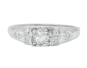 Art Deco 0.37 CTW Diamond 18 Karat White Gold Engagement Ring