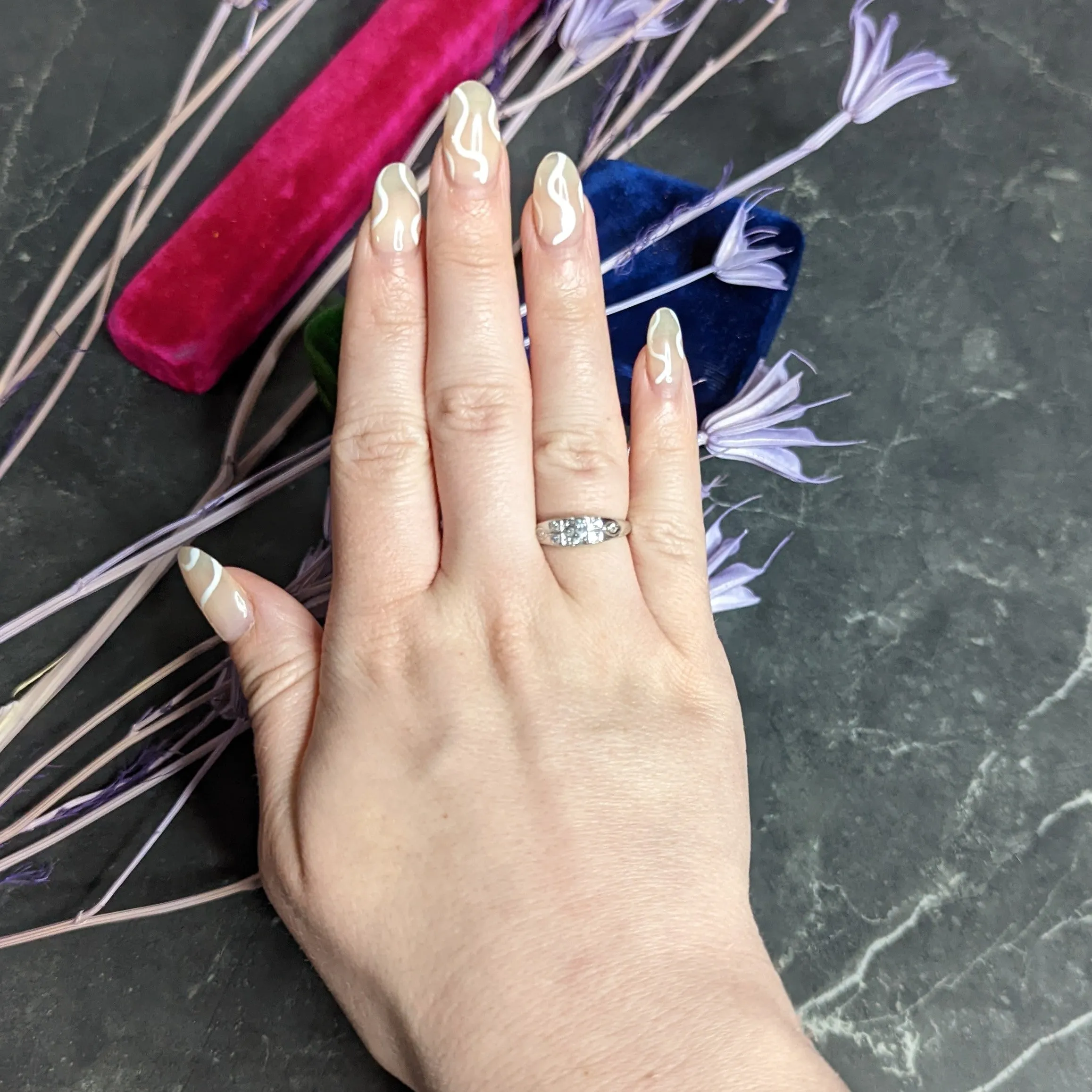 Art Deco 0.37 CTW Diamond 18 Karat White Gold Engagement Ring