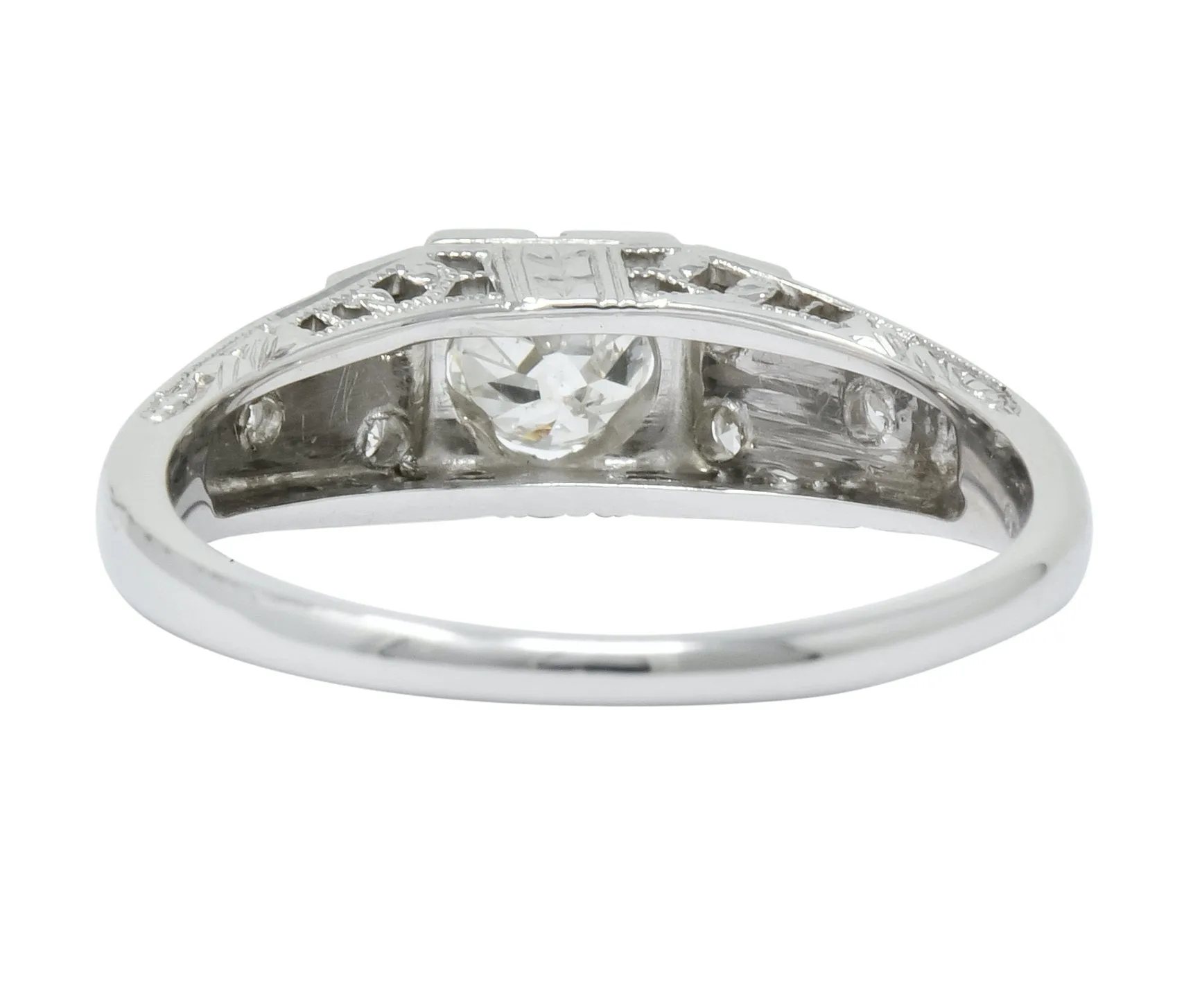 Art Deco 0.37 CTW Diamond 18 Karat White Gold Engagement Ring