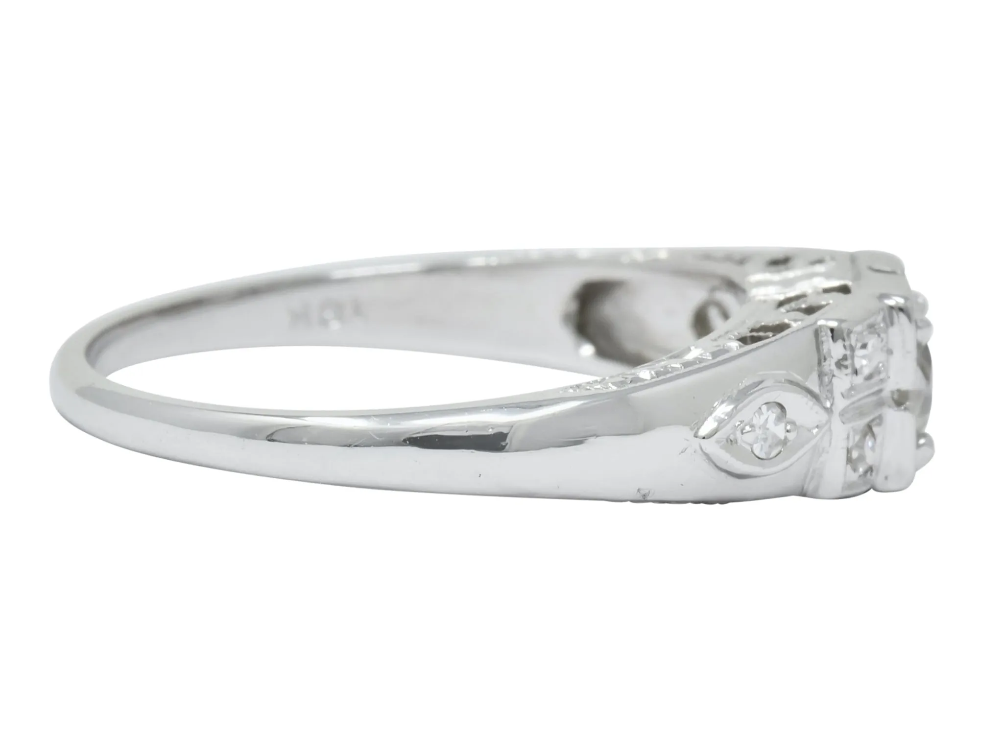 Art Deco 0.37 CTW Diamond 18 Karat White Gold Engagement Ring