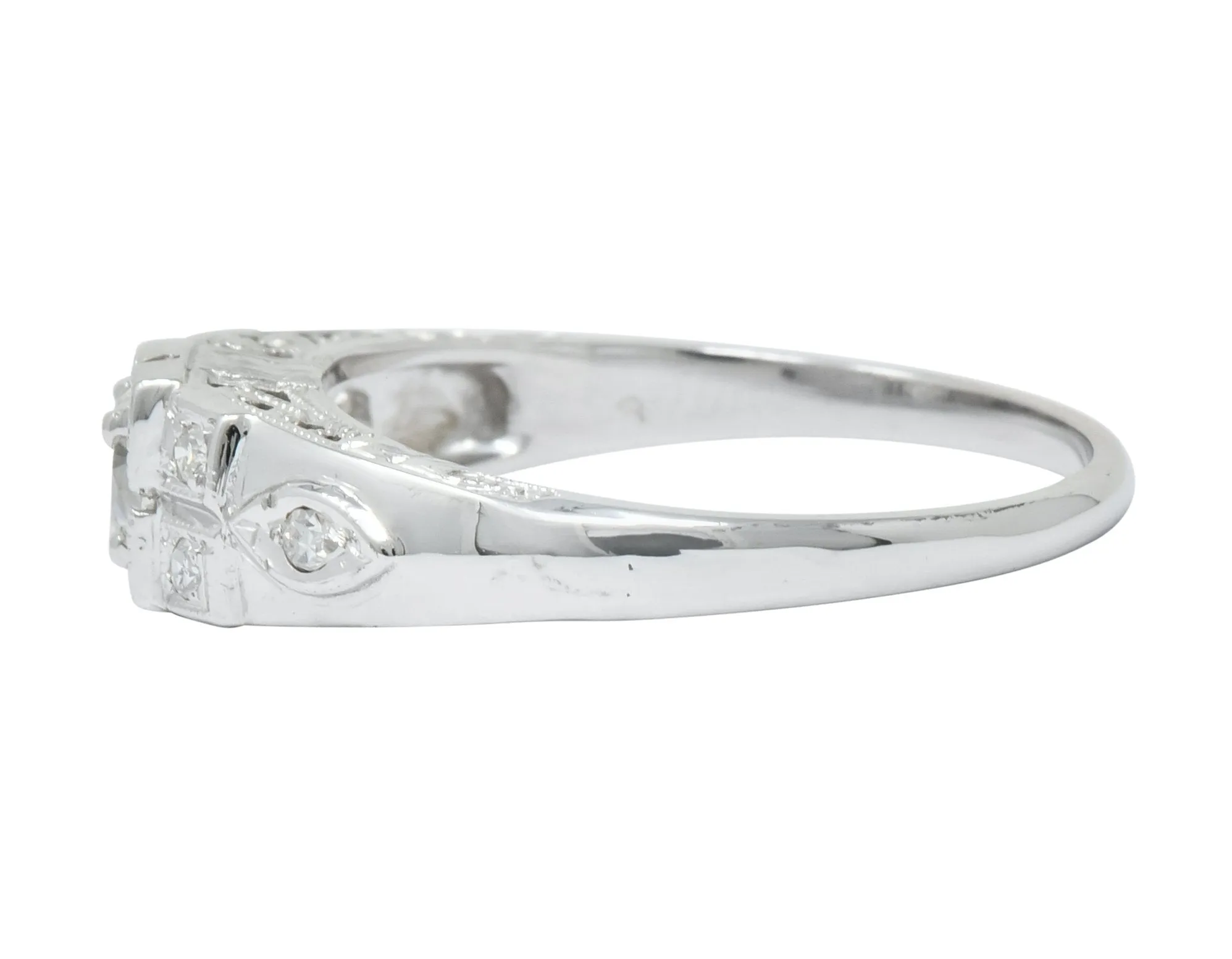 Art Deco 0.37 CTW Diamond 18 Karat White Gold Engagement Ring
