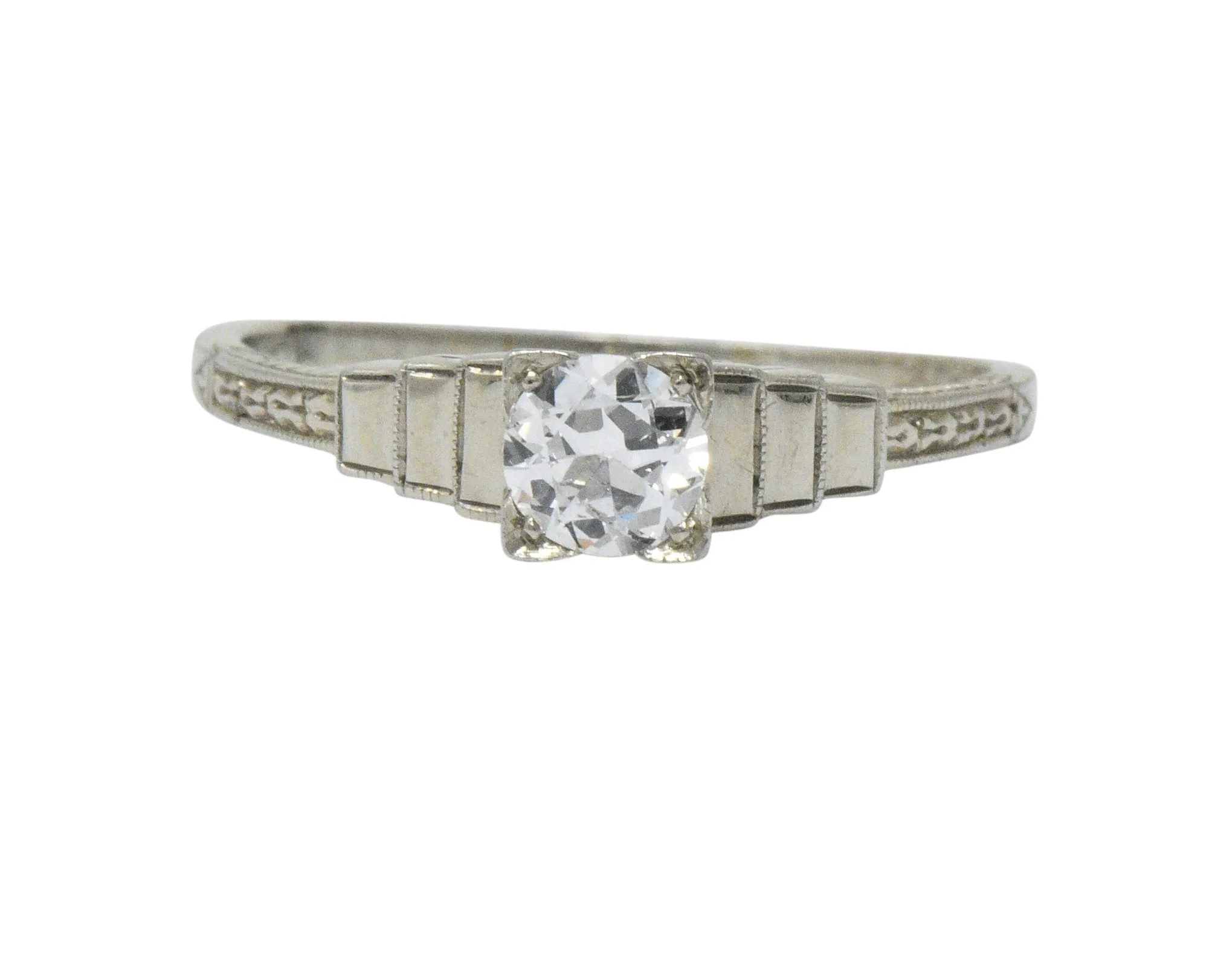 Art Deco 0.40 CTW Diamond 18 Karat White Gold Engagement Ring