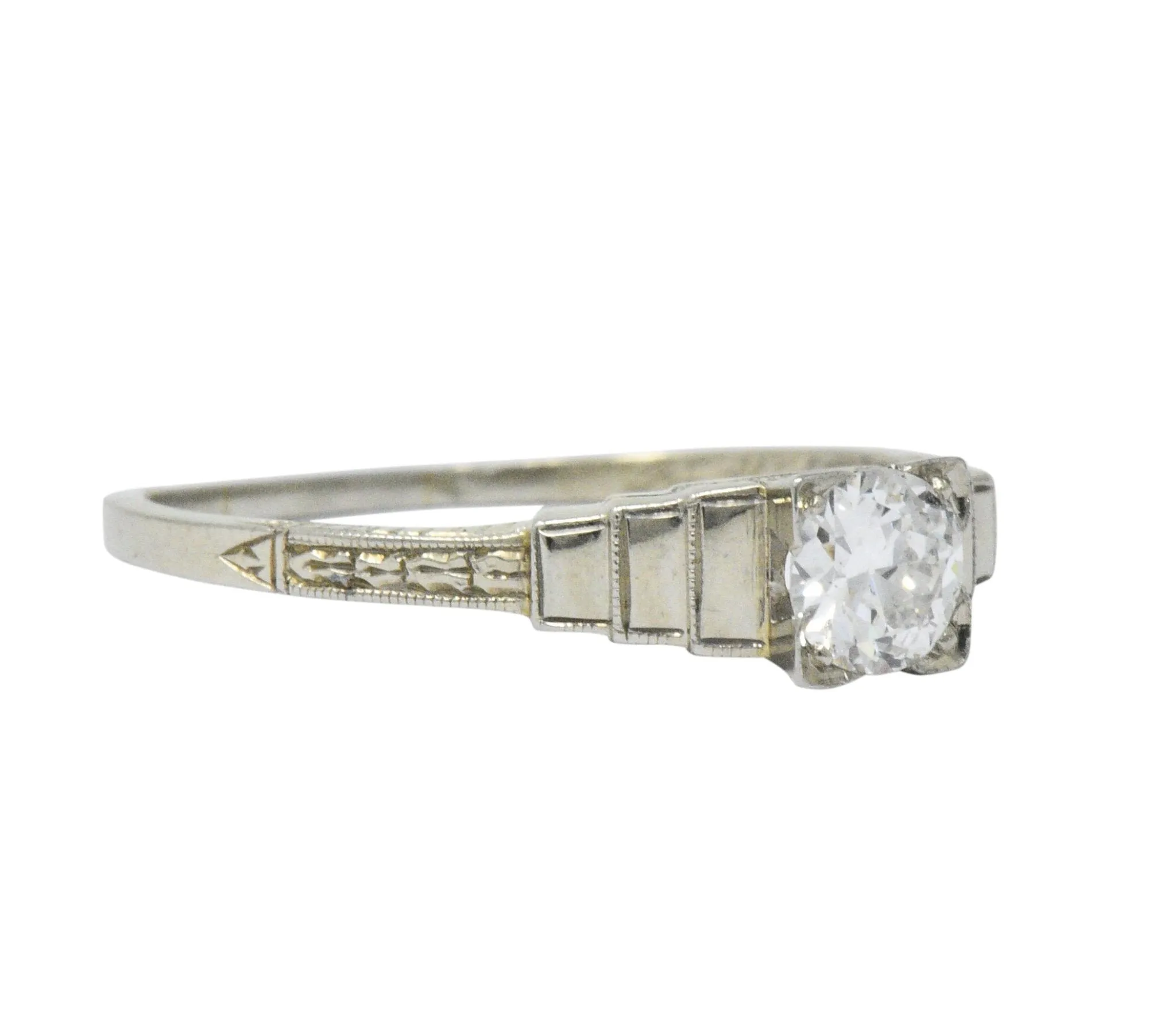 Art Deco 0.40 CTW Diamond 18 Karat White Gold Engagement Ring
