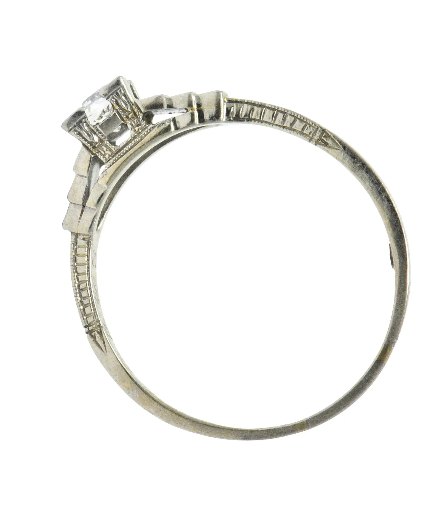 Art Deco 0.40 CTW Diamond 18 Karat White Gold Engagement Ring