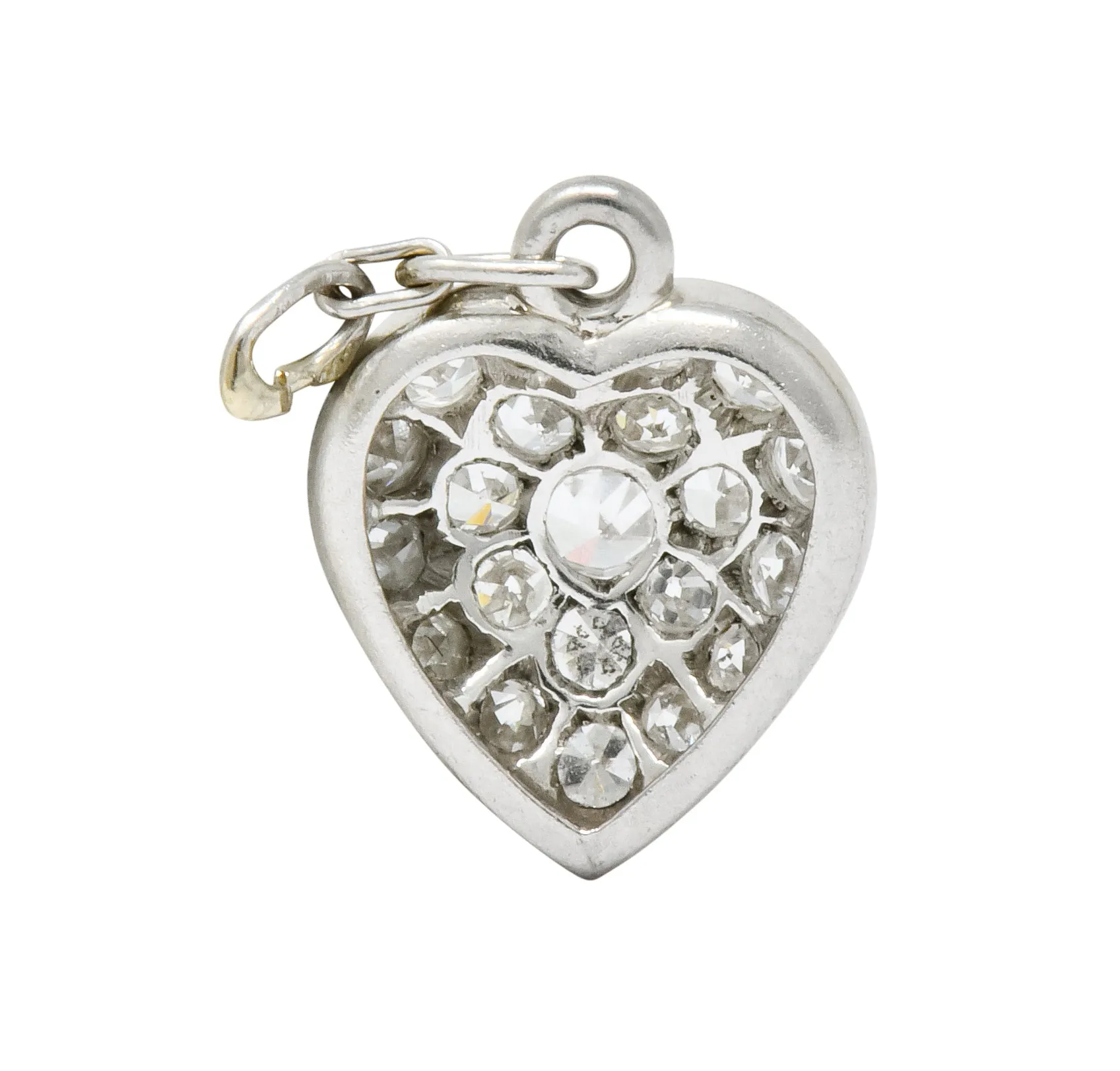 Art Deco 0.55 CTW Pavé Diamond Platinum Heart Charm