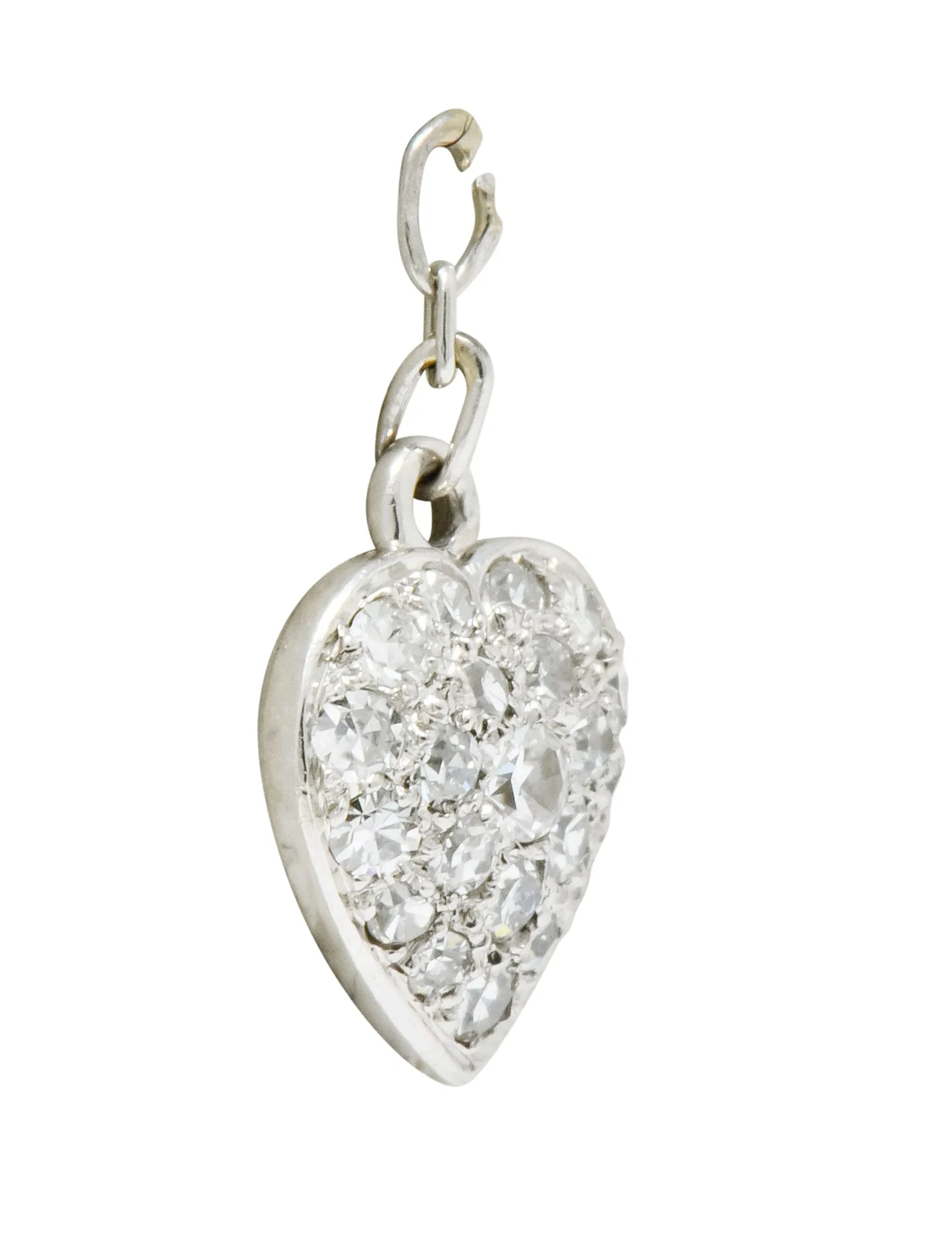Art Deco 0.55 CTW Pavé Diamond Platinum Heart Charm