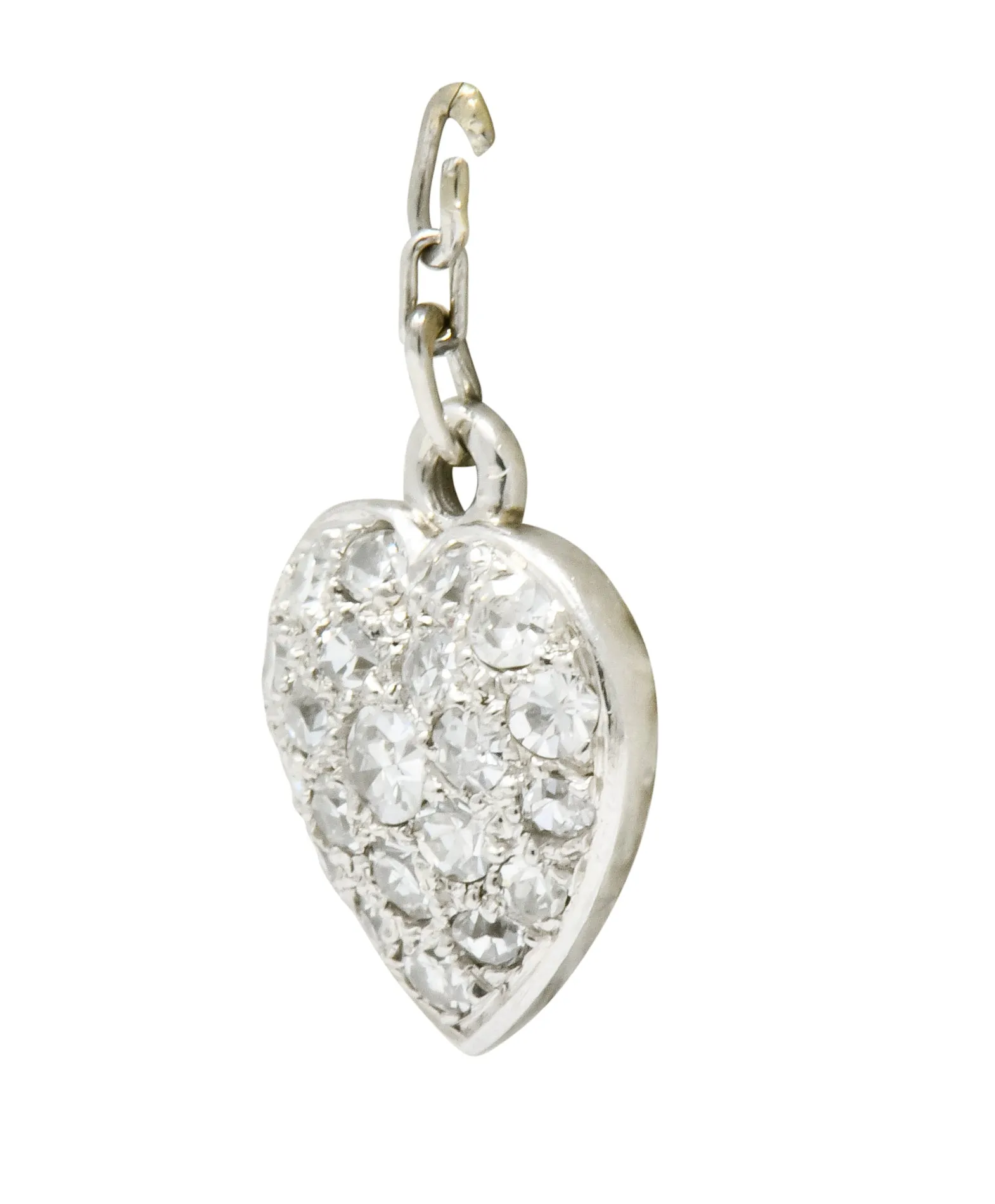 Art Deco 0.55 CTW Pavé Diamond Platinum Heart Charm