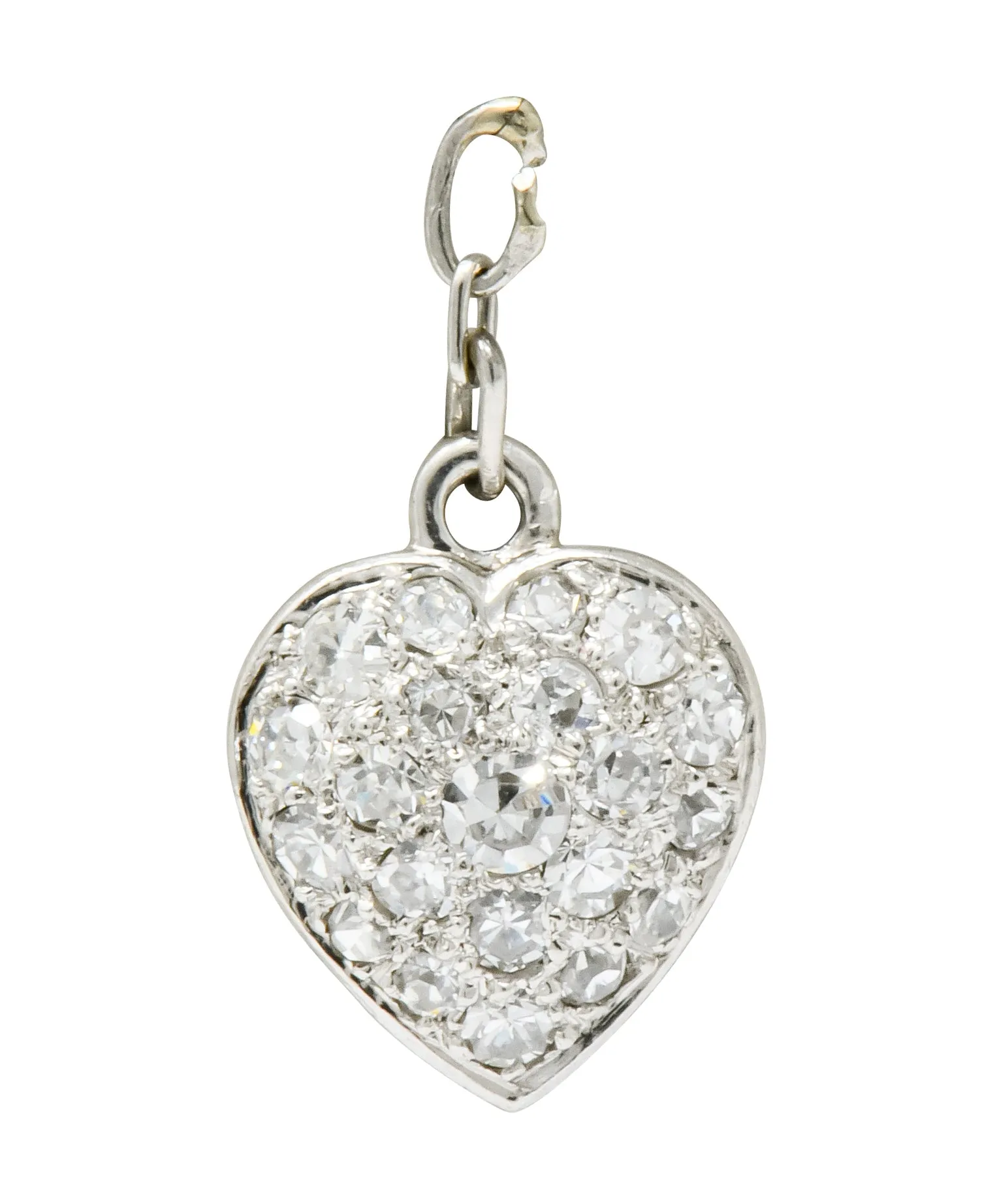 Art Deco 0.55 CTW Pavé Diamond Platinum Heart Charm