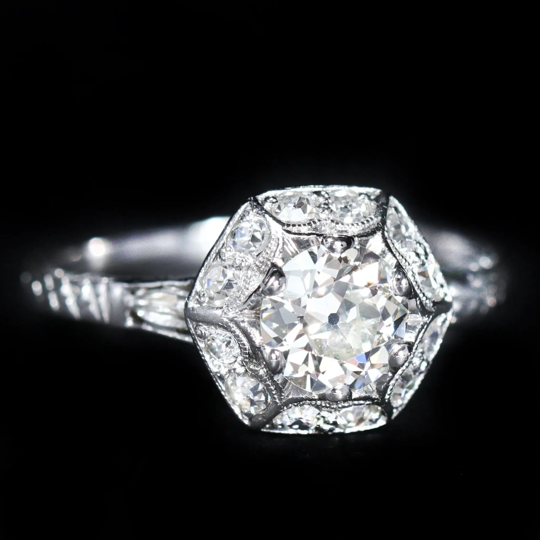 Art Deco 0.65 Carat Old European Cut Diamond Engagement Ring