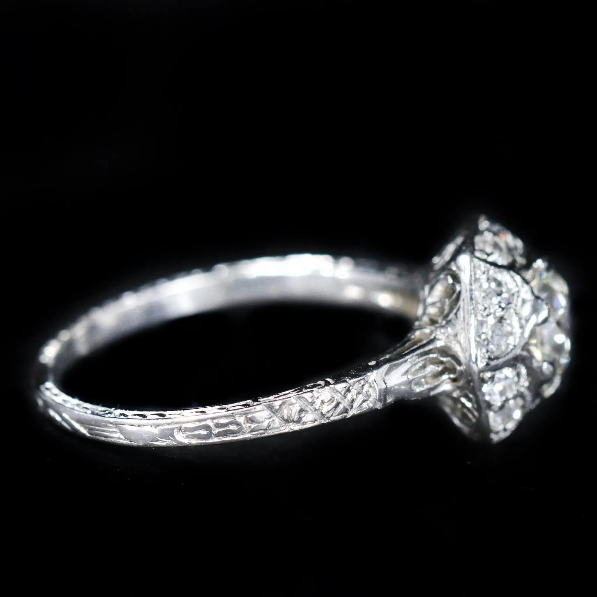 Art Deco 0.65 Carat Old European Cut Diamond Engagement Ring