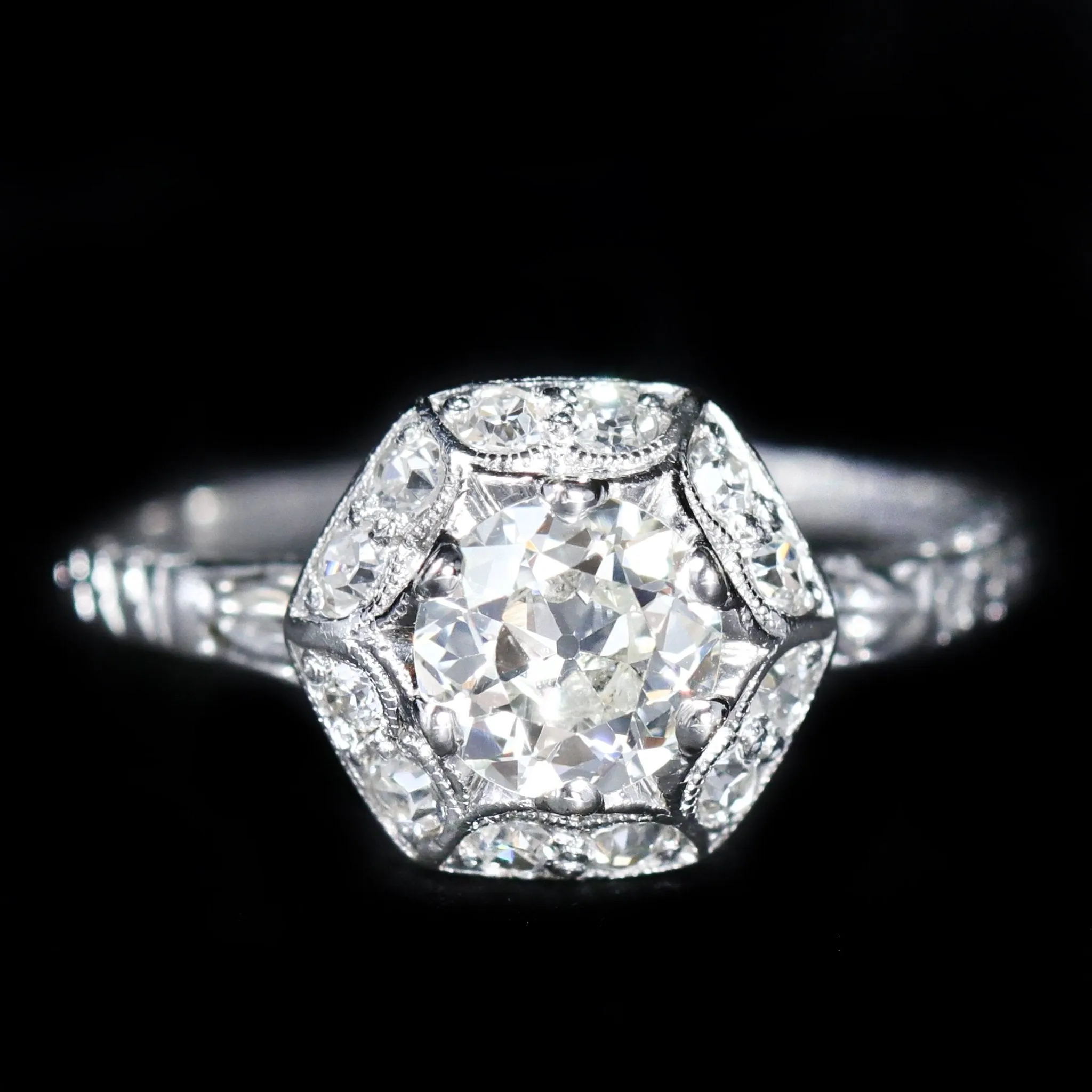 Art Deco 0.65 Carat Old European Cut Diamond Engagement Ring