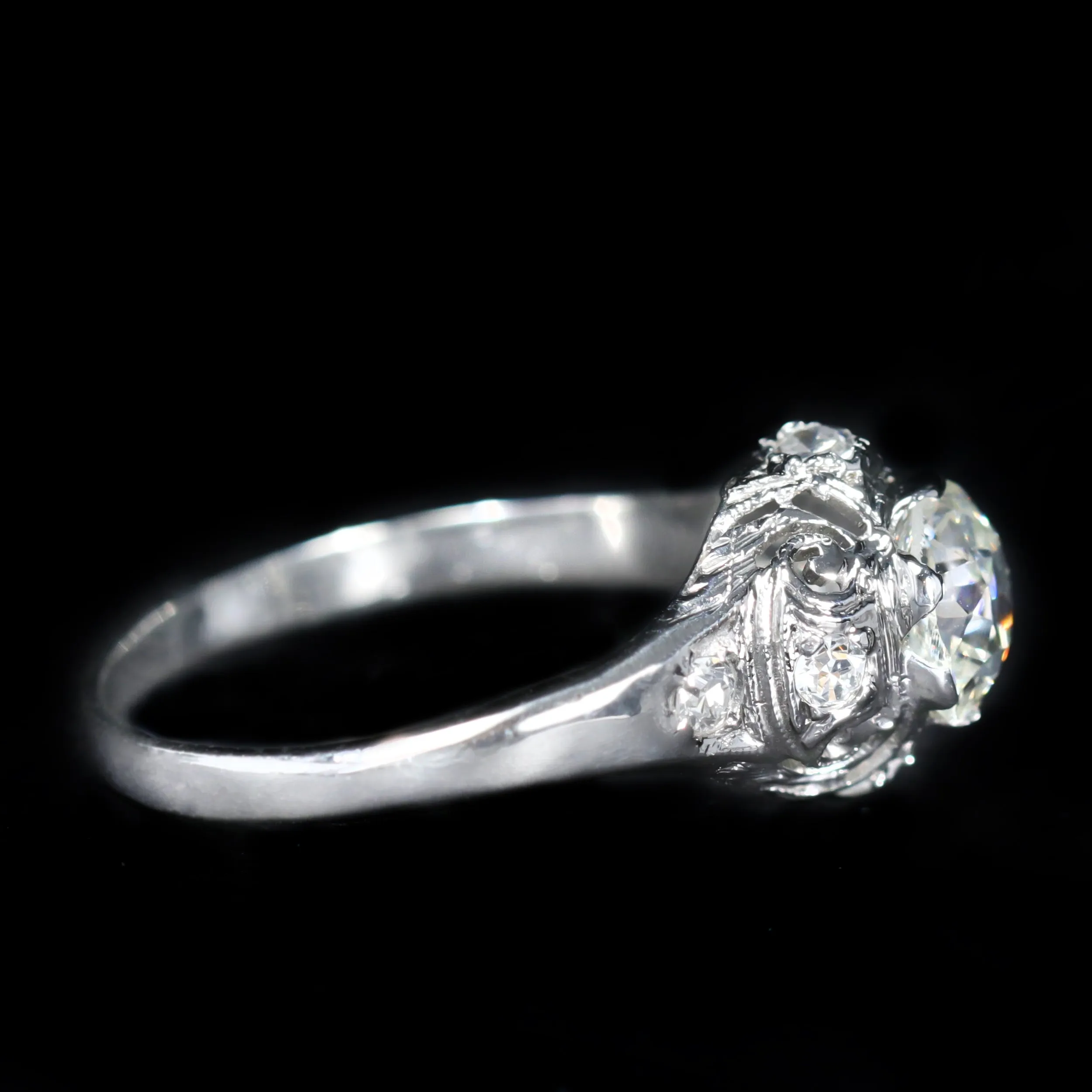 Art Deco 0.65 Carat Old Mine Cut Diamond Engagement Ring