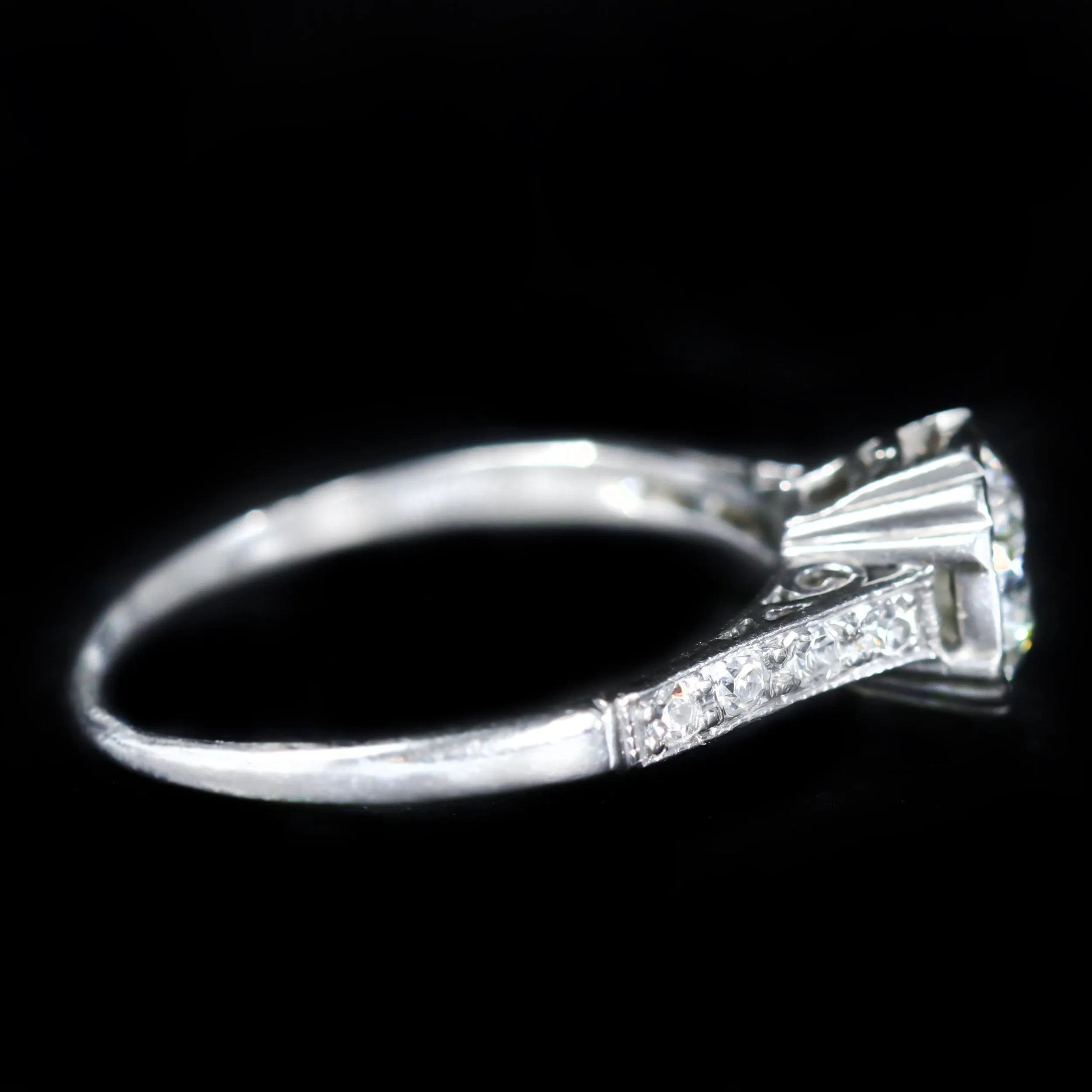 Art Deco 0.97 Carat Old European Cut Diamond Engagement Ring