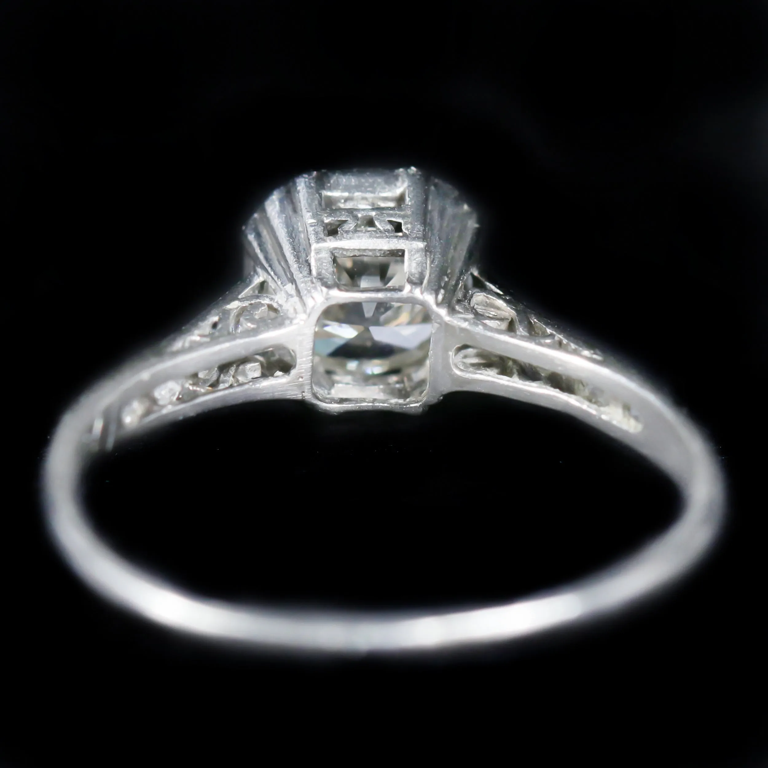 Art Deco 0.97 Carat Old European Cut Diamond Engagement Ring
