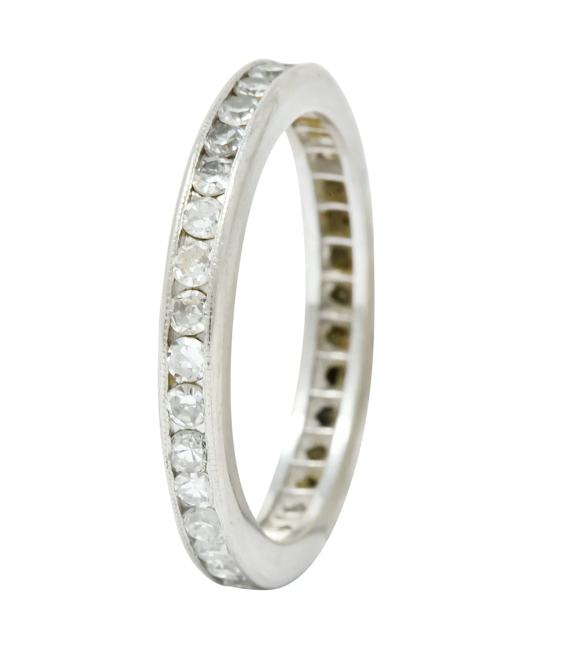 Art Deco 1.00 CTW Diamond Platinum Channel Eternity Band Ring