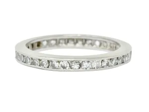 Art Deco 1.00 CTW Diamond Platinum Channel Eternity Band Ring