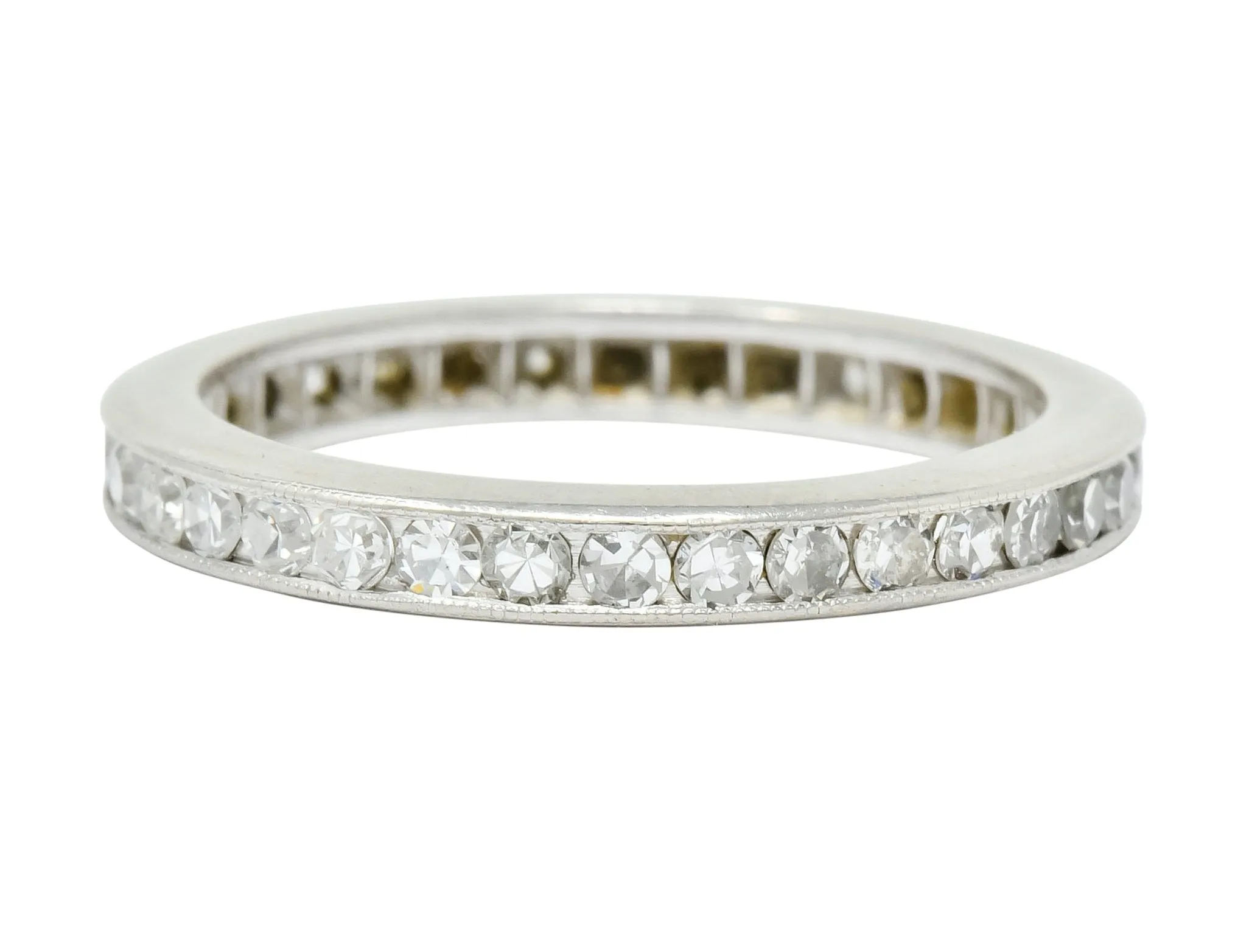 Art Deco 1.00 CTW Diamond Platinum Channel Eternity Band Ring