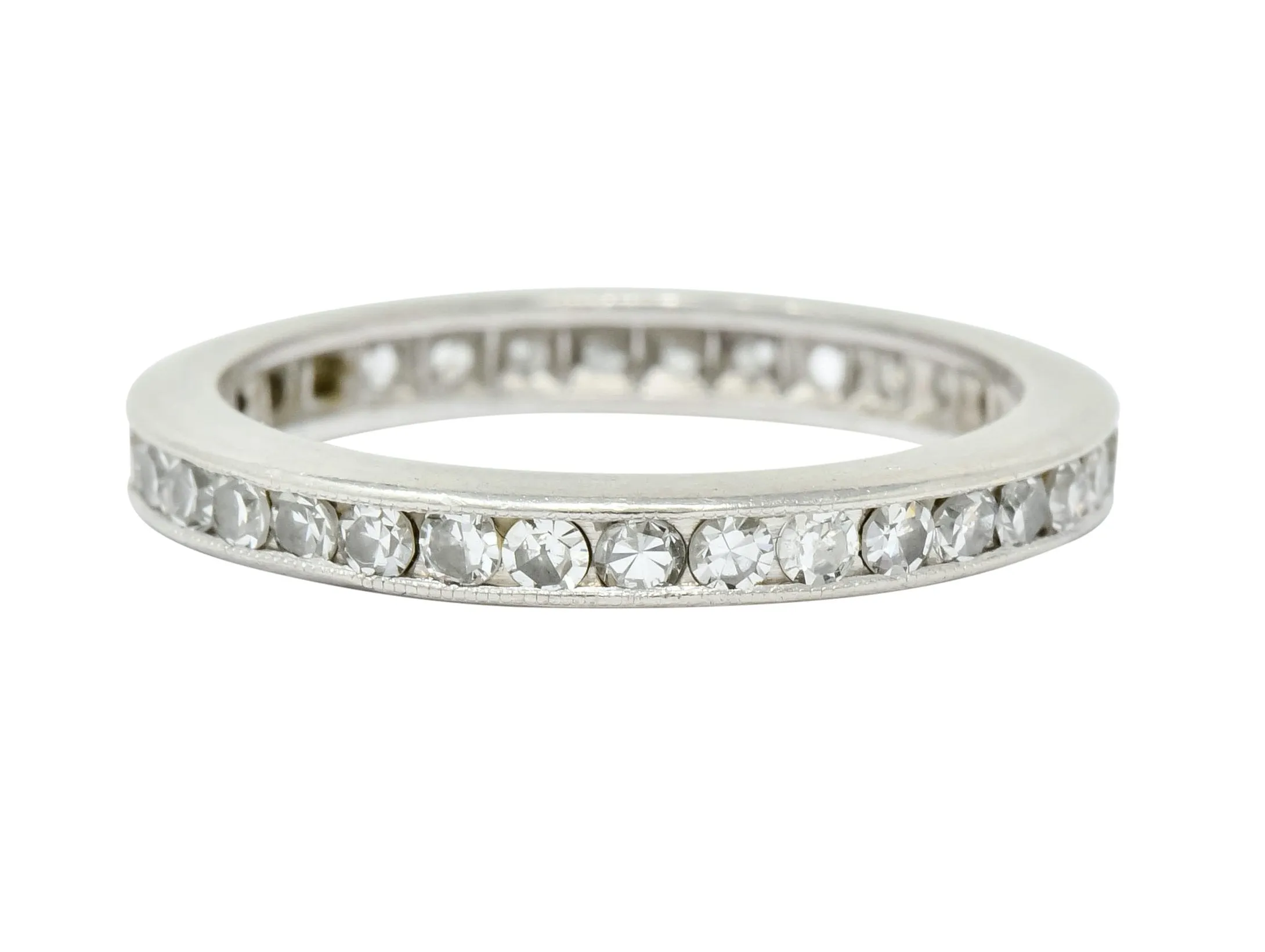 Art Deco 1.00 CTW Diamond Platinum Channel Eternity Band Ring