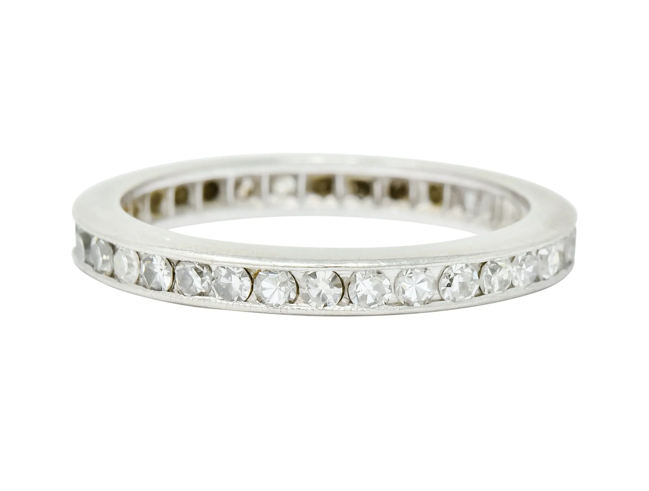 Art Deco 1.00 CTW Diamond Platinum Channel Eternity Band Ring