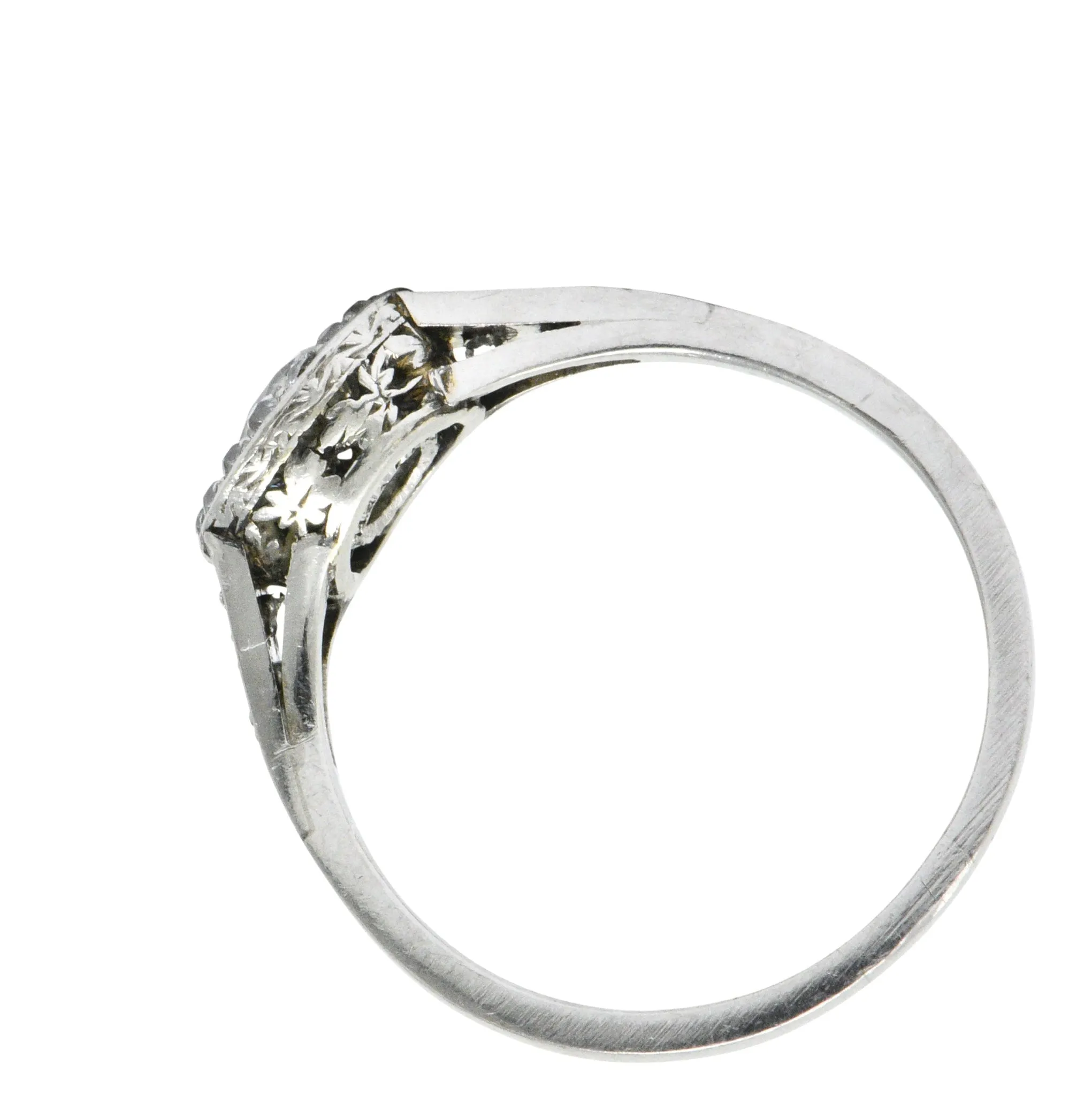 Art Deco 1.10 CTW Diamond Platinum Halo Engagement Ring Circa 1930