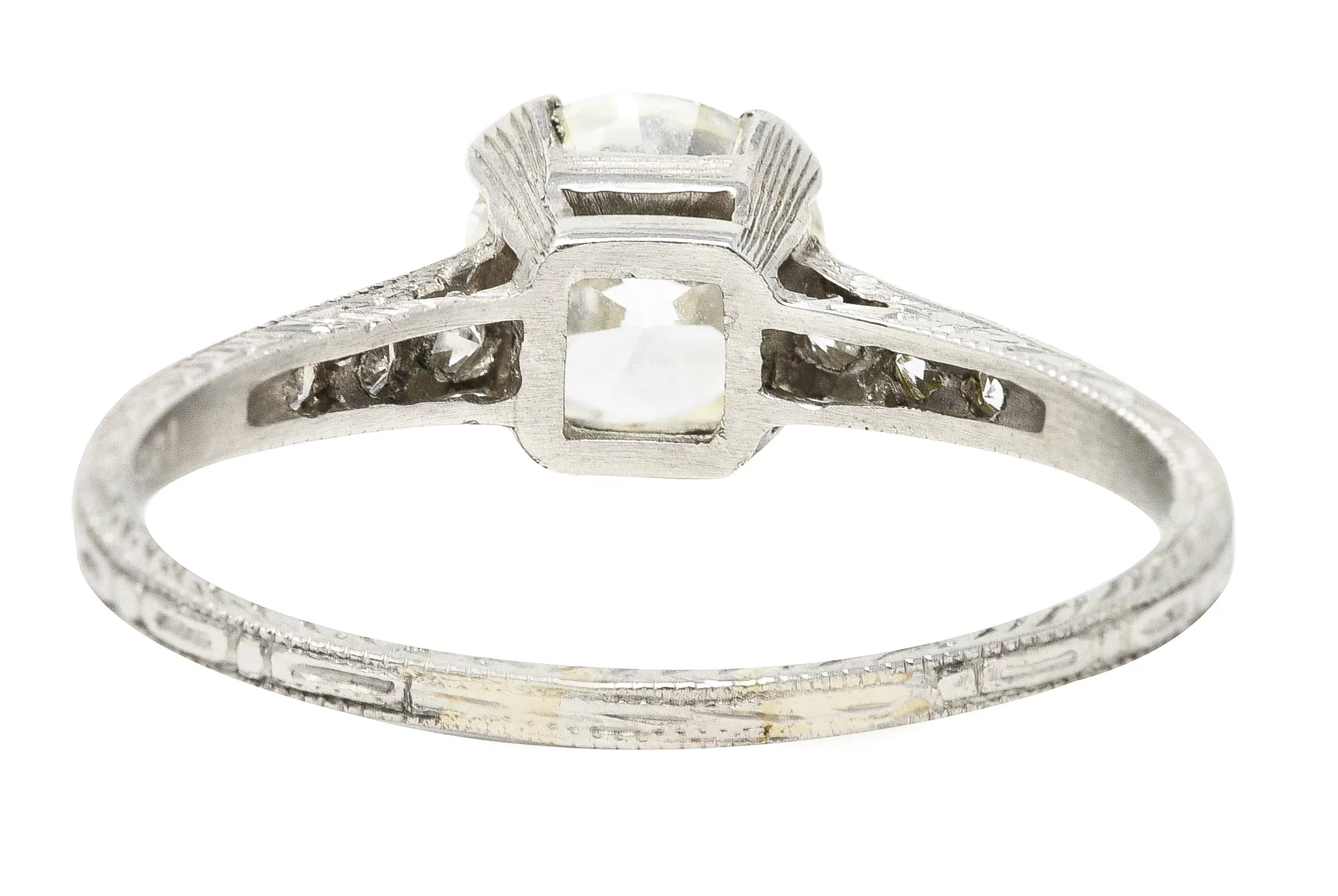 Art Deco 1.12 CTW Old European Cut Diamond Platinum Wheat Garland Engagement Ring