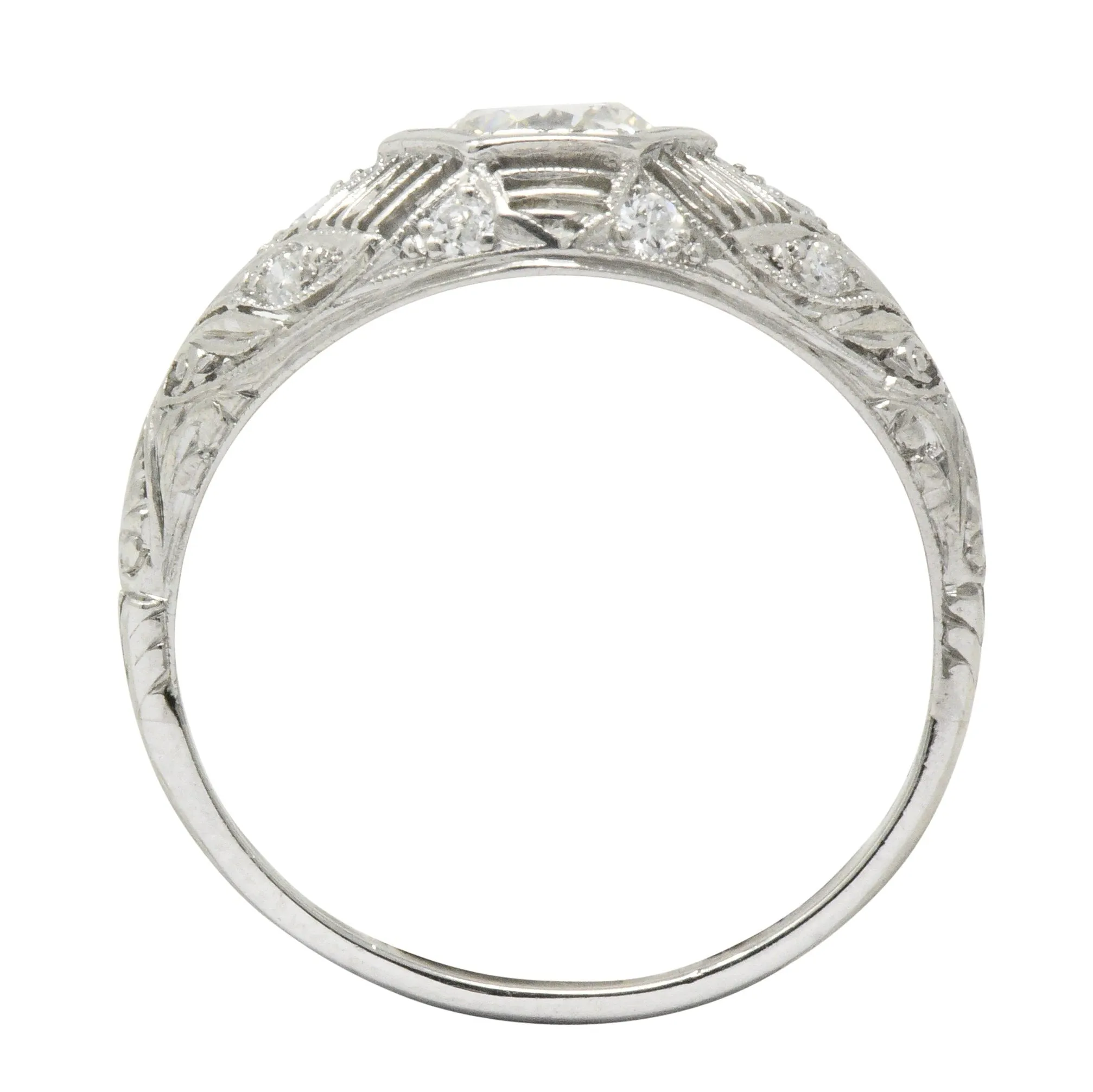 Art Deco 1.25 CTW Diamond Platinum Alternative Engagement Ring GIA